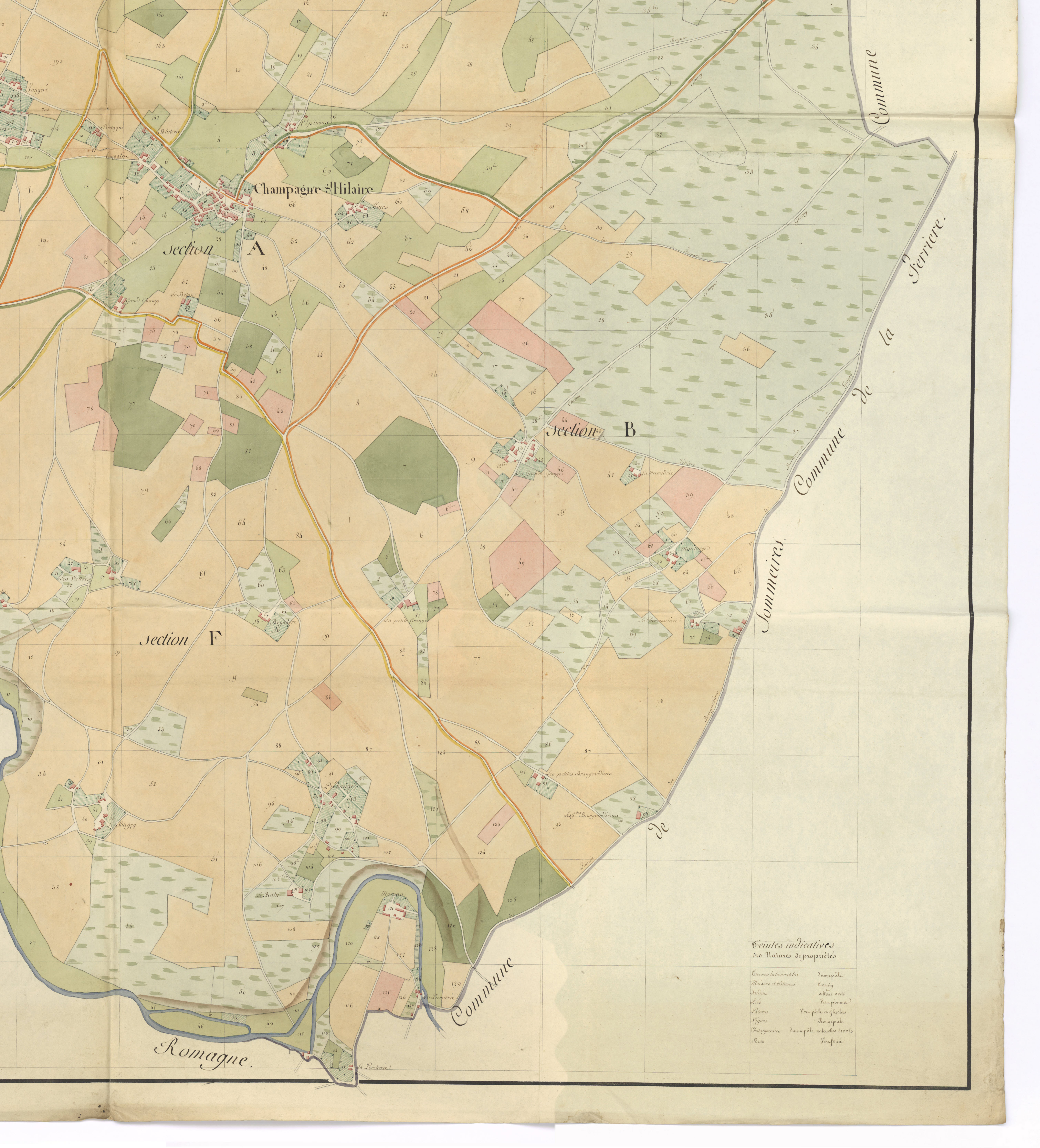 Champagné-Saint-Hilaire - FRAD086_cadastre Plan en couleur, sections A à G (an XII). Plan, sections A à G (1807). 