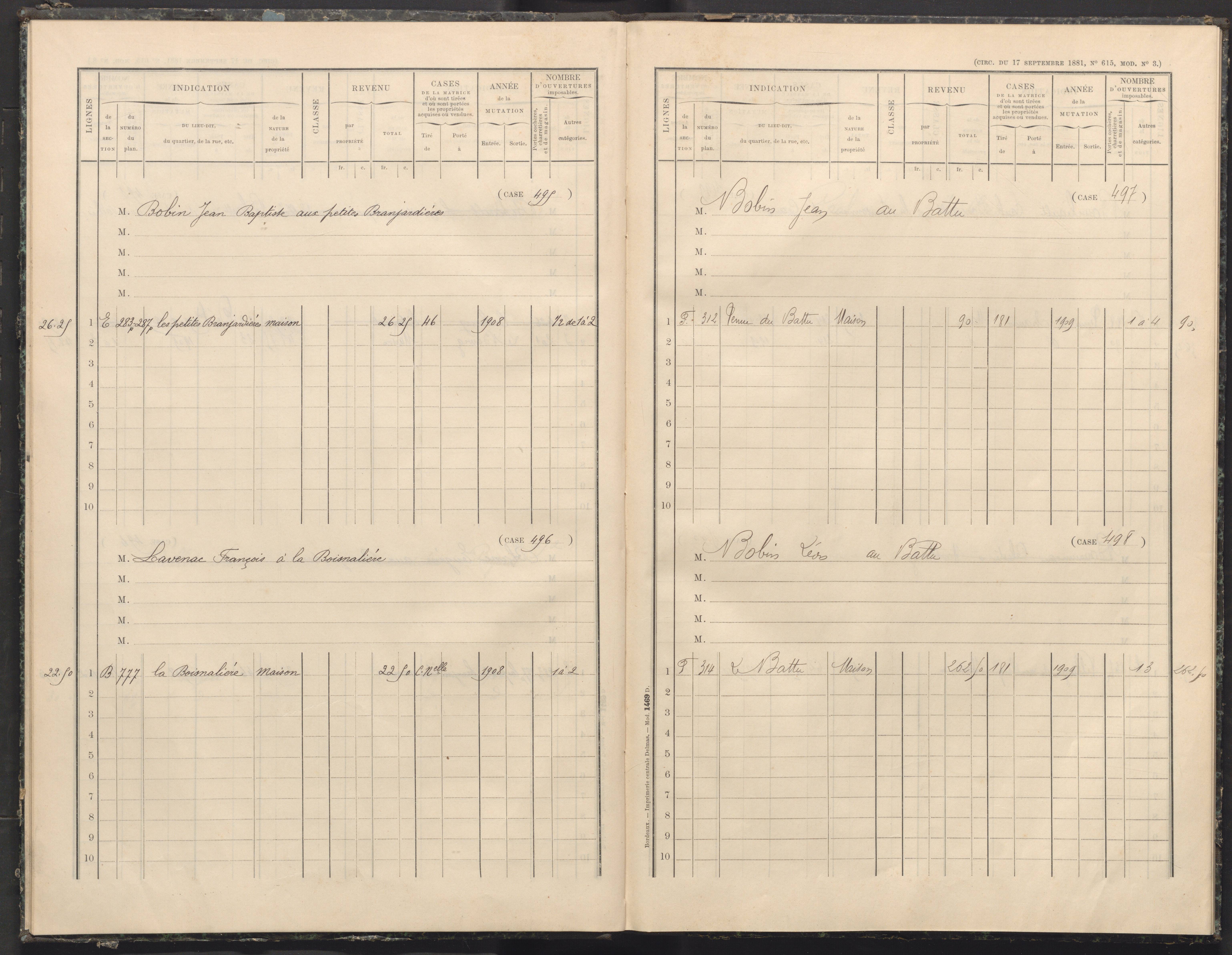 Champagné-Saint-Hilaire - FRAD086_cadastre Cases 465-511. 