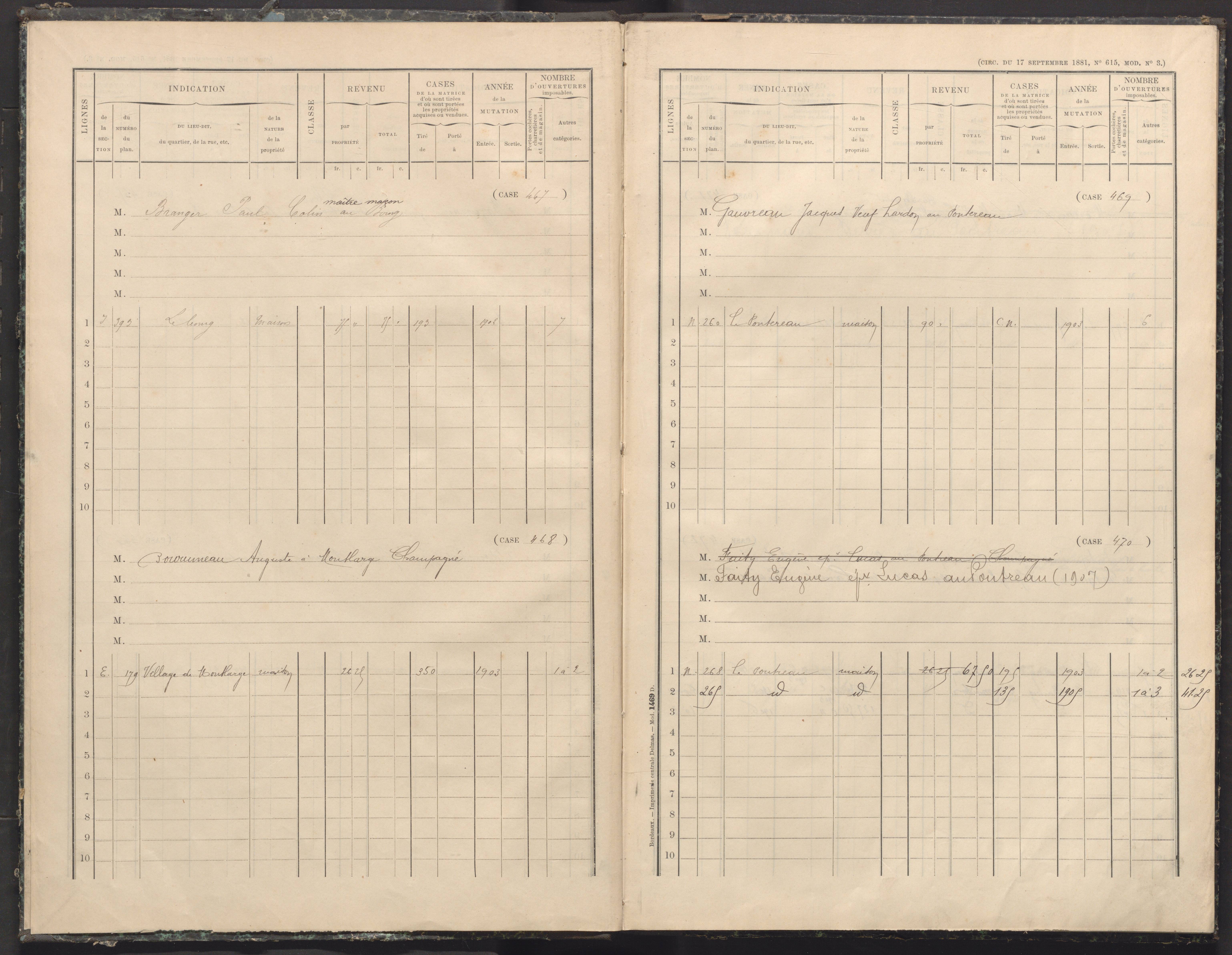Champagné-Saint-Hilaire - FRAD086_cadastre Cases 465-511. 