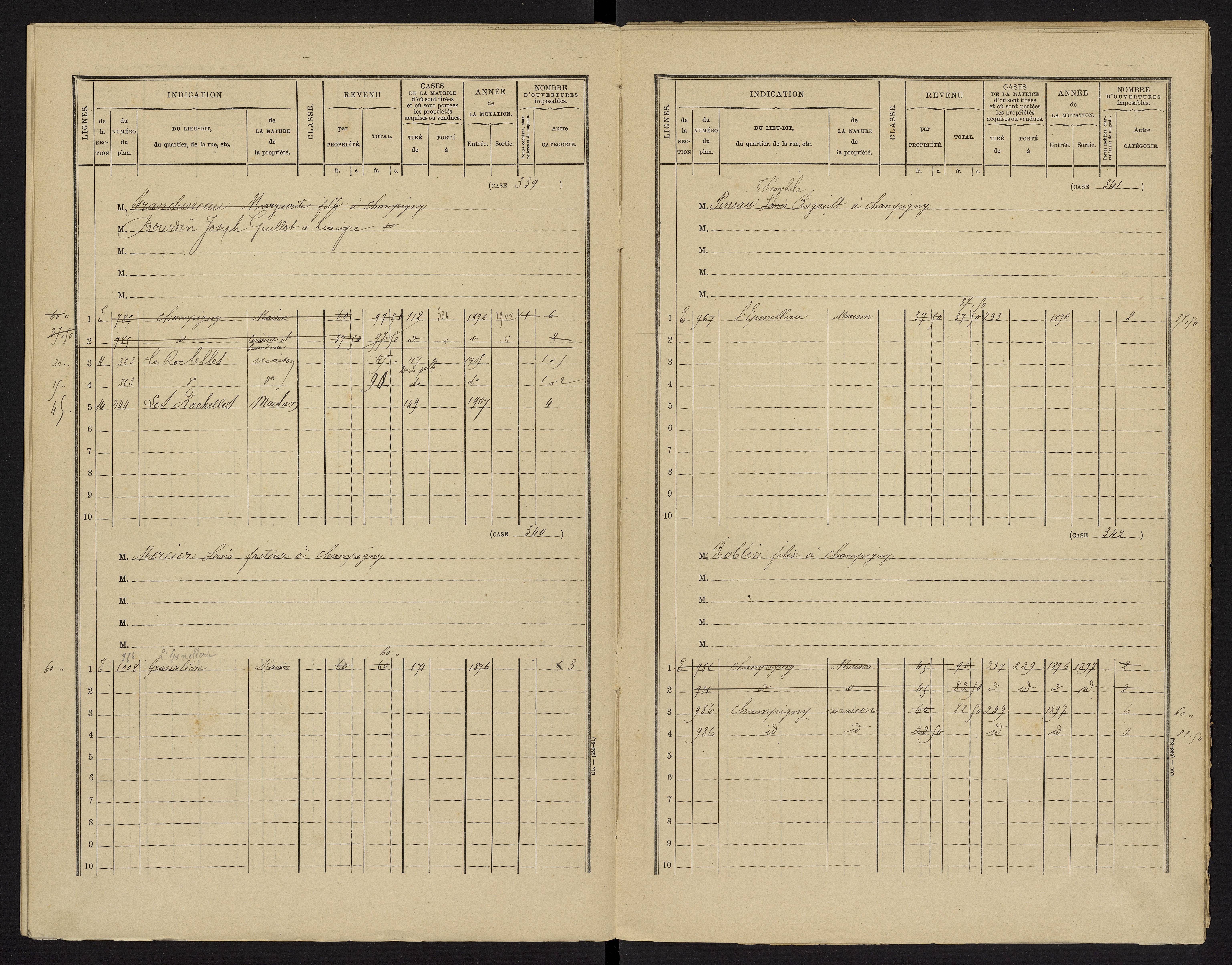 Champigny-le-Sec - FRAD086_cadastre Cases 1-360 
