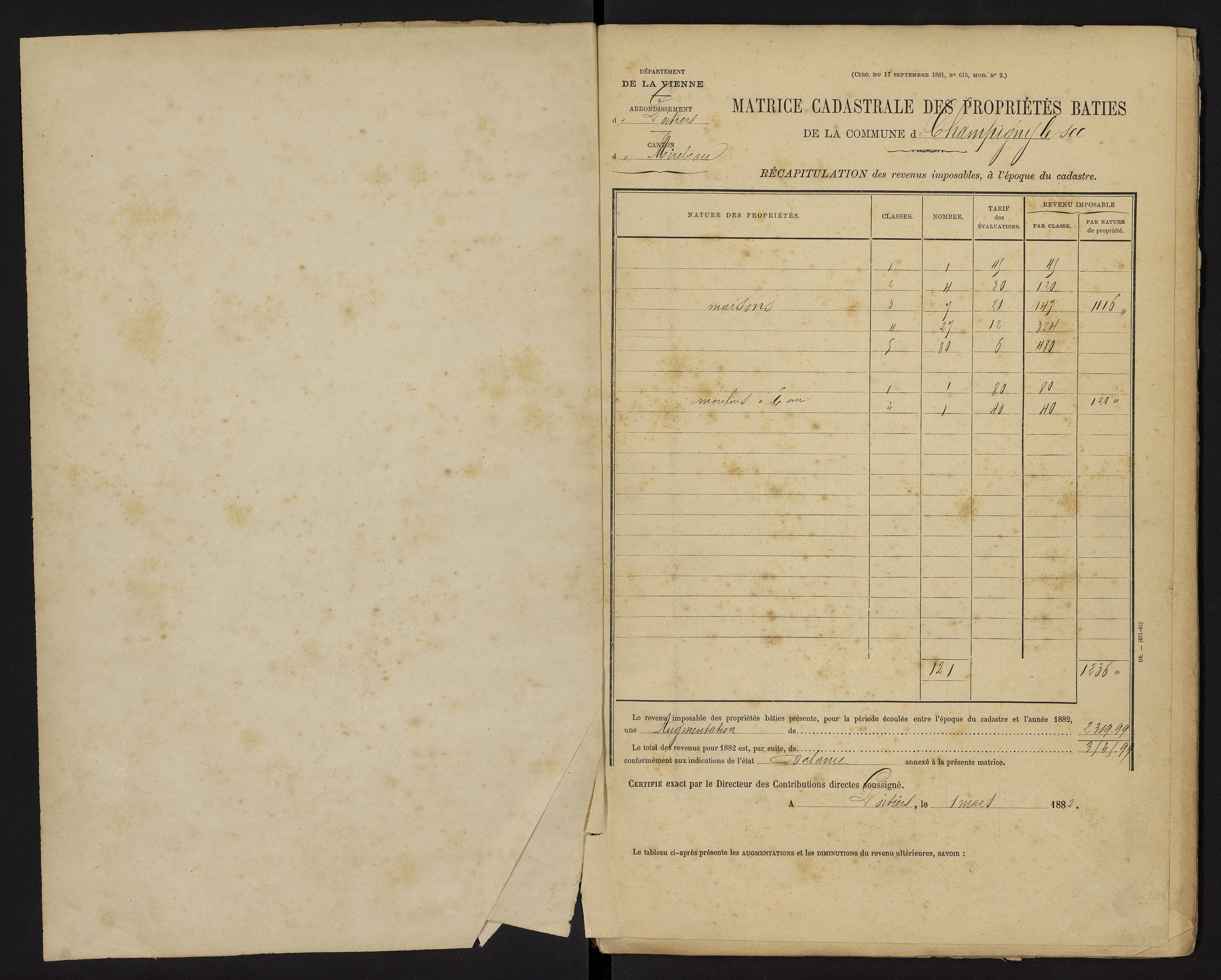 Champigny-le-Sec - FRAD086_cadastre Cases 1-360 