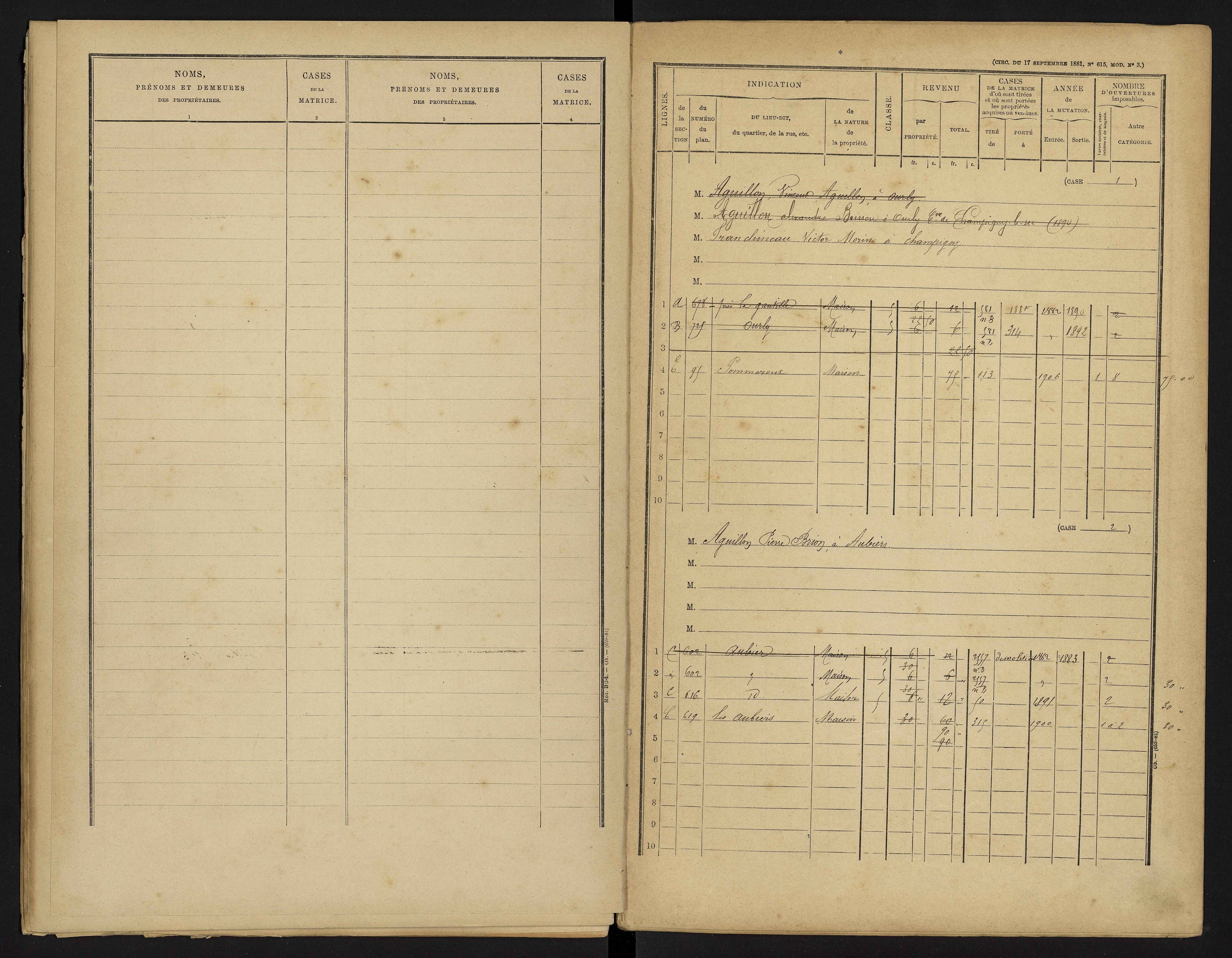 Champigny-le-Sec - FRAD086_cadastre Cases 1-360 