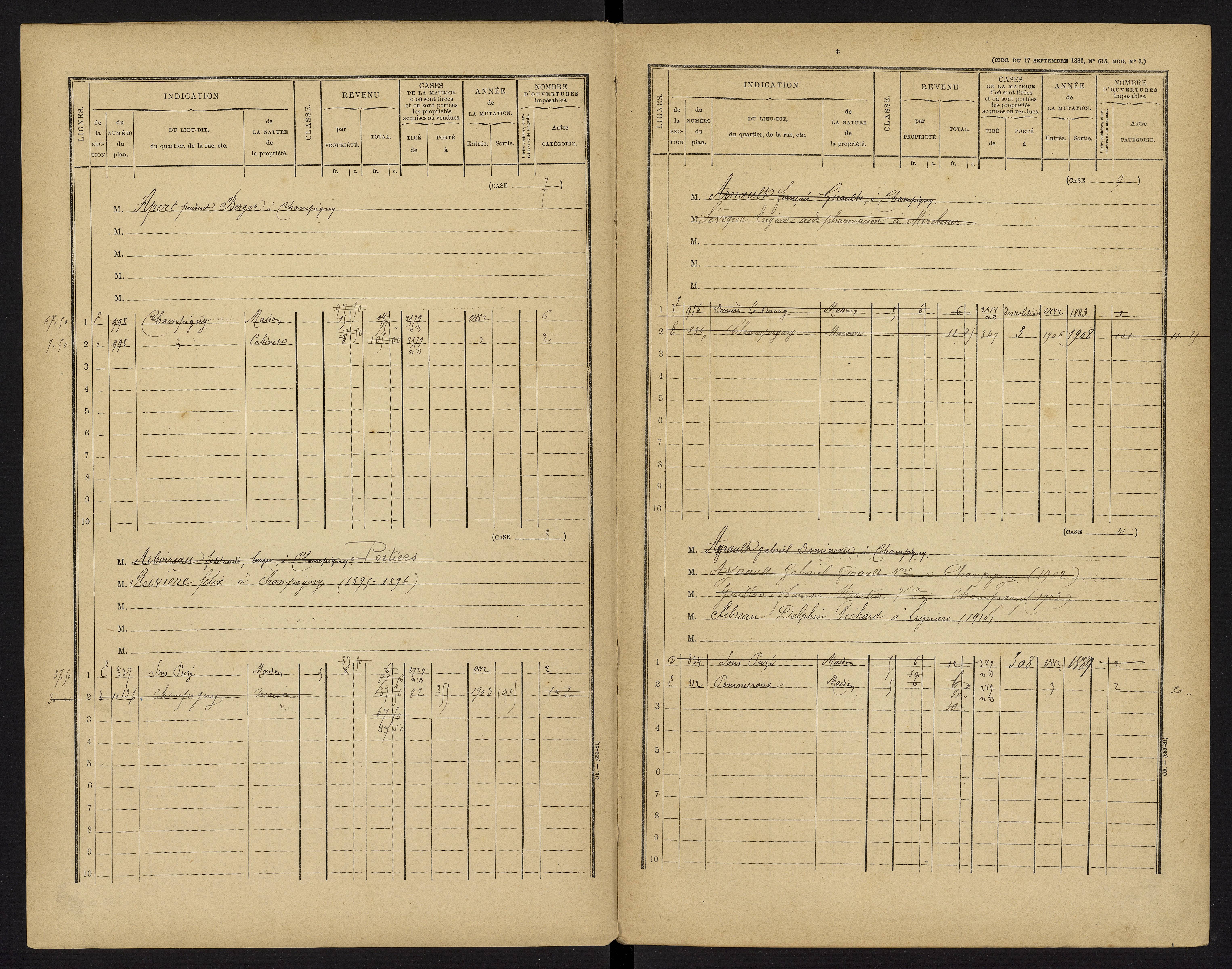 Champigny-le-Sec - FRAD086_cadastre Cases 1-360 