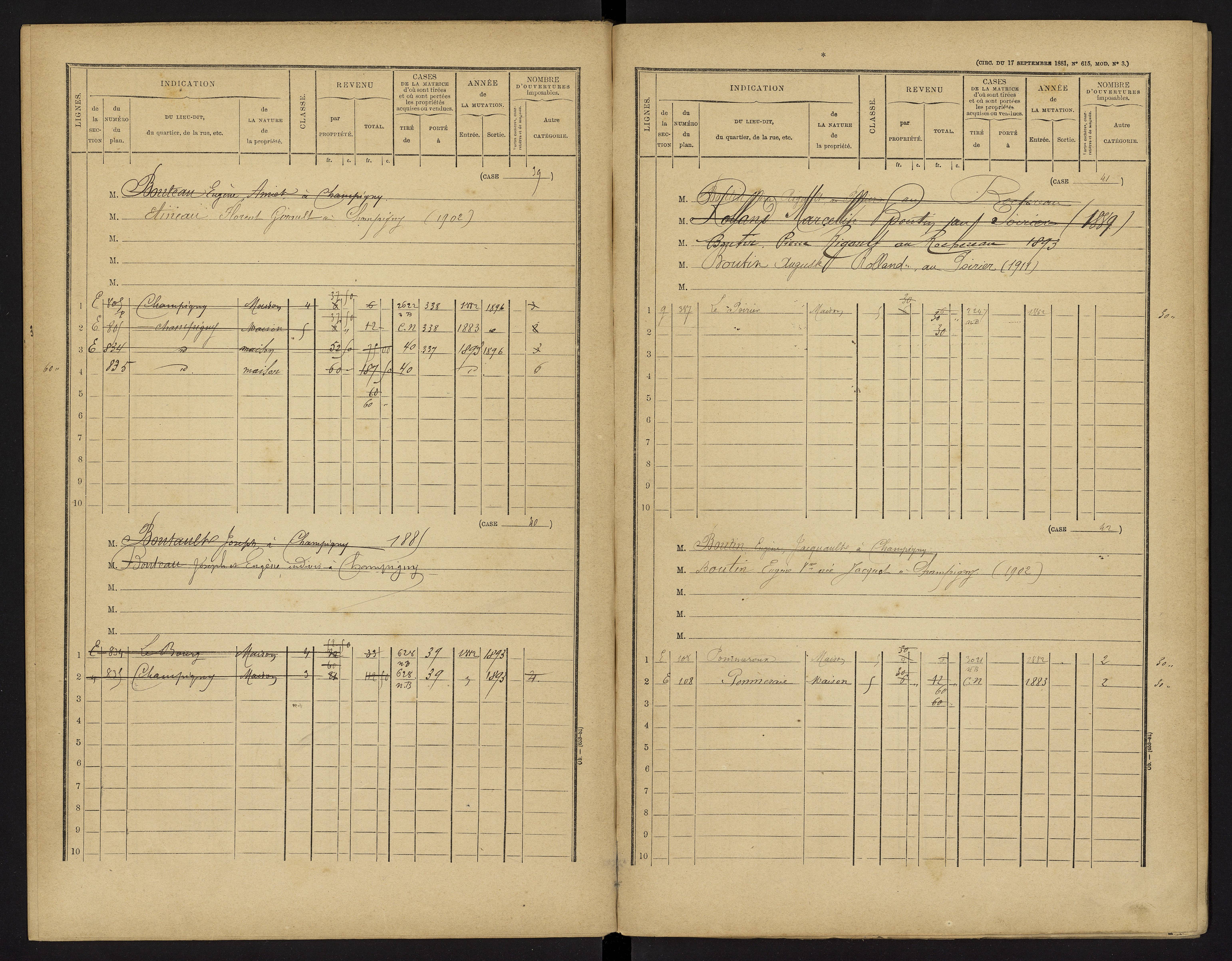 Champigny-le-Sec - FRAD086_cadastre Cases 1-360 