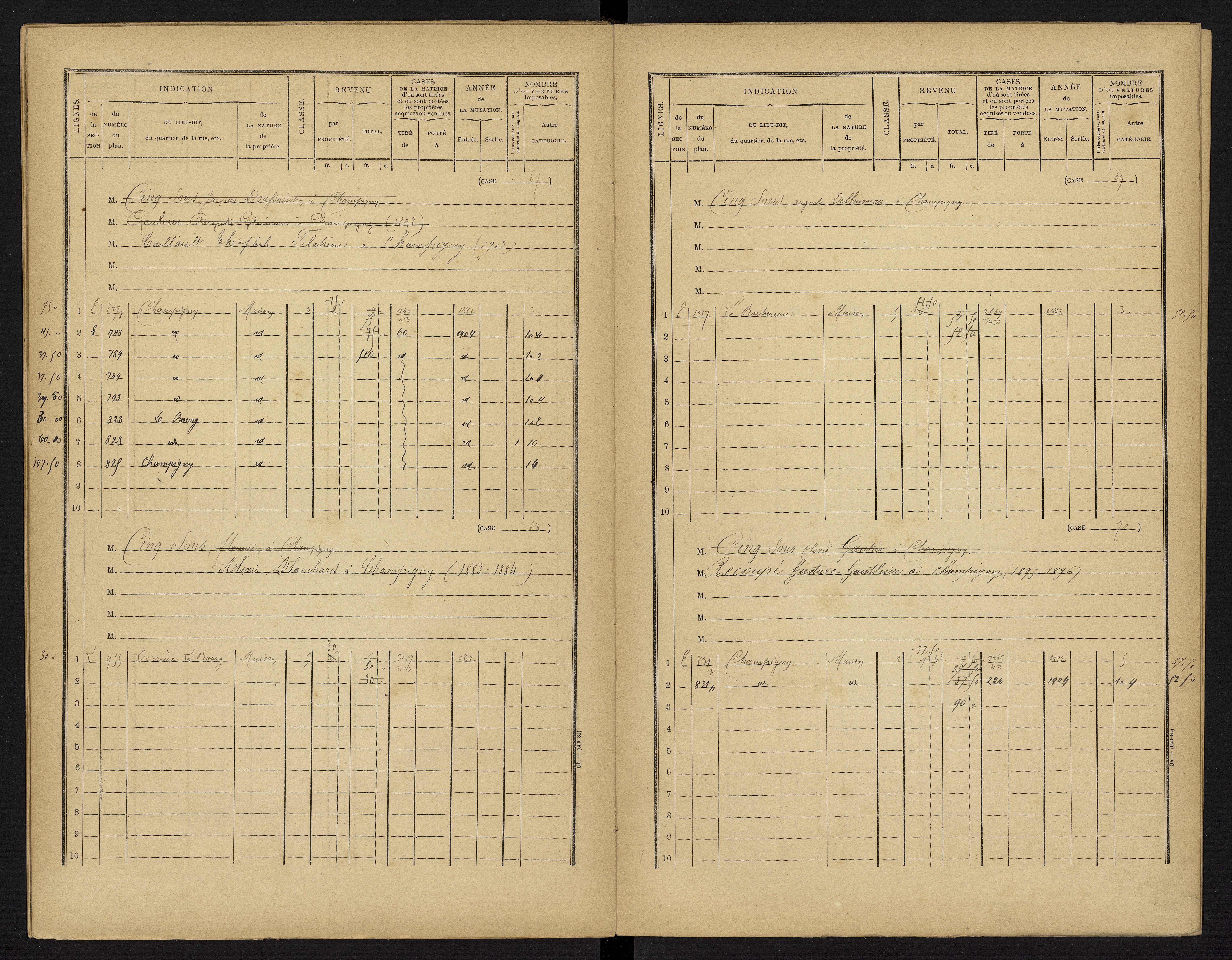 Champigny-le-Sec - FRAD086_cadastre Cases 1-360 