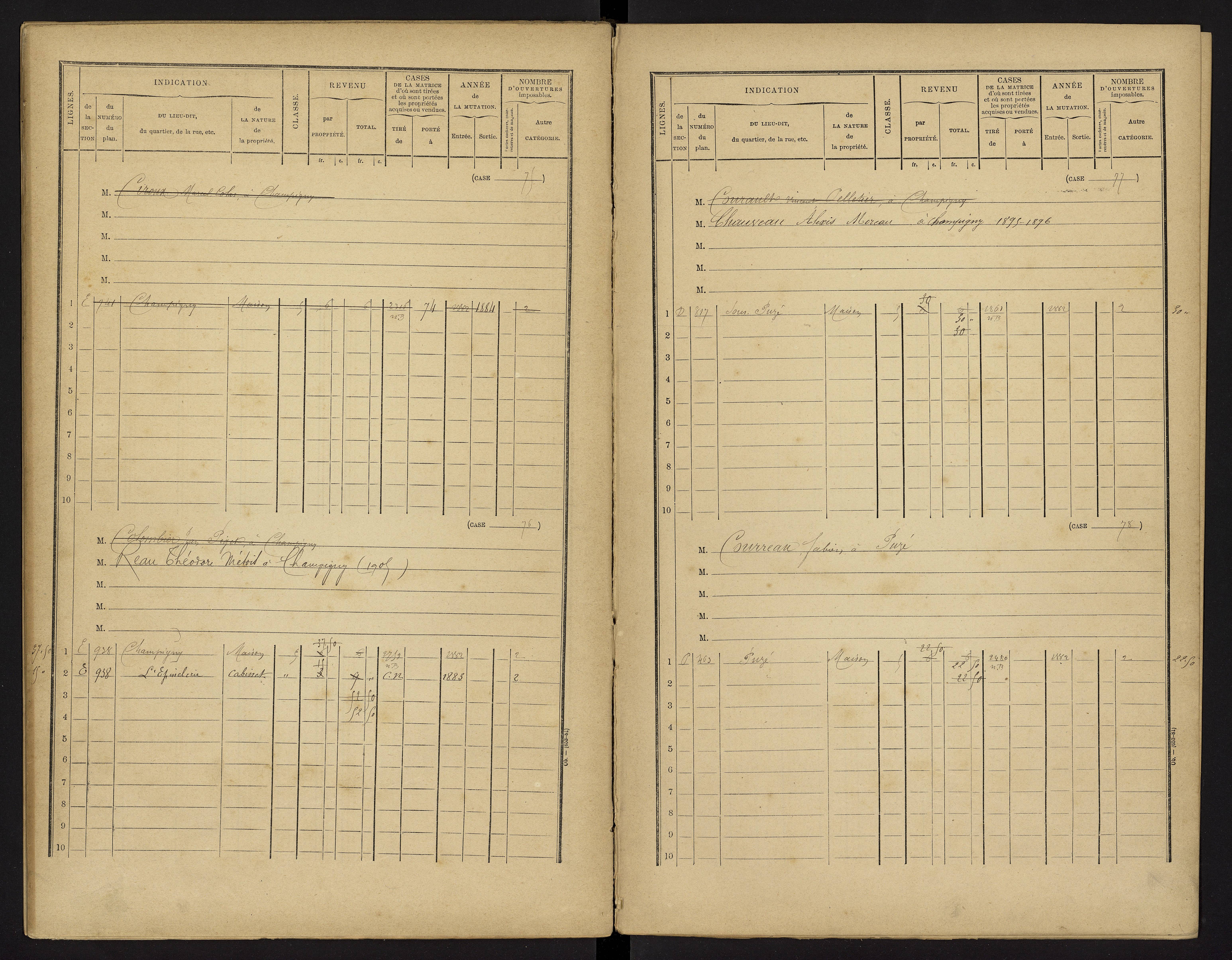 Champigny-le-Sec - FRAD086_cadastre Cases 1-360 