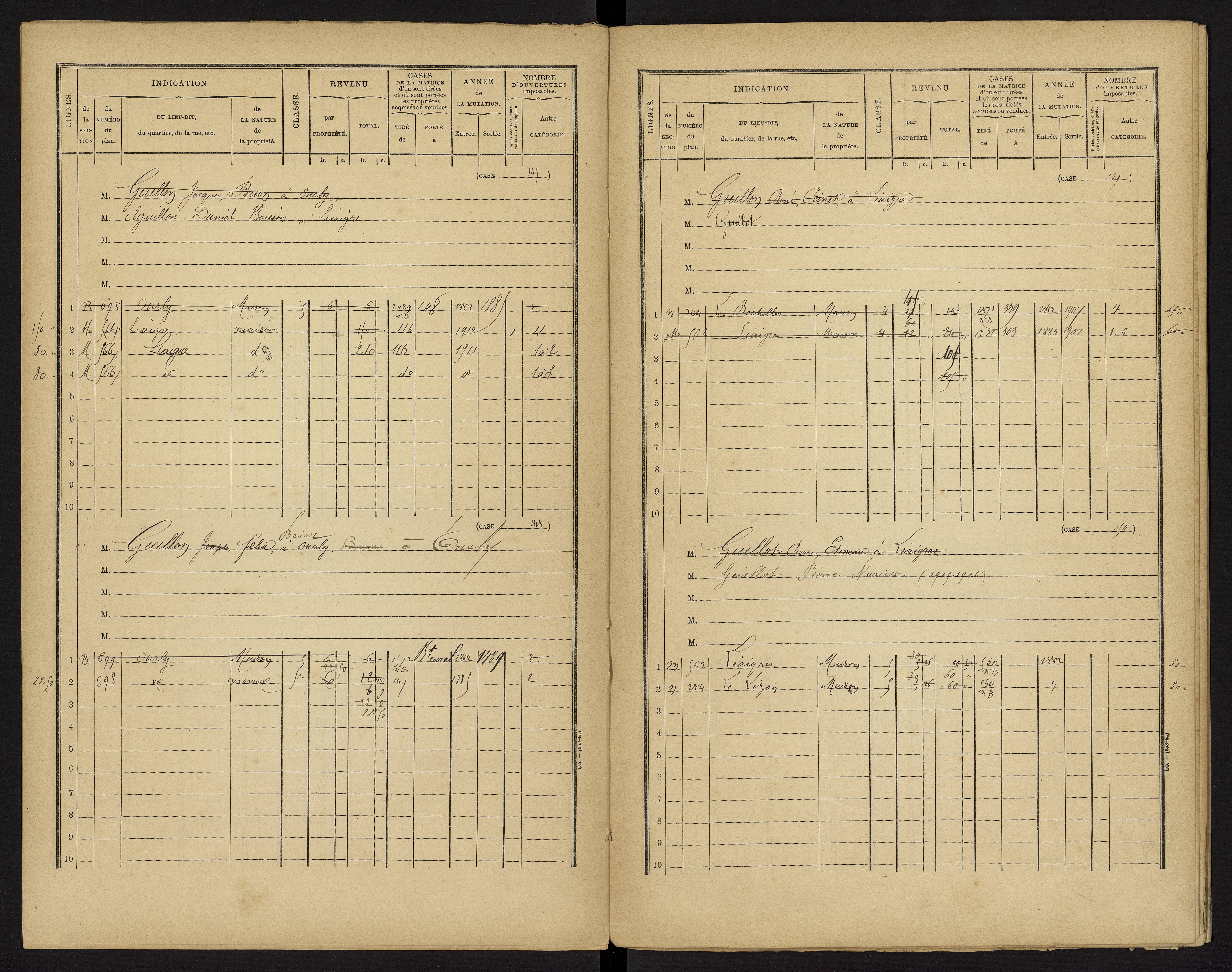 Champigny-le-Sec - FRAD086_cadastre Cases 1-360 