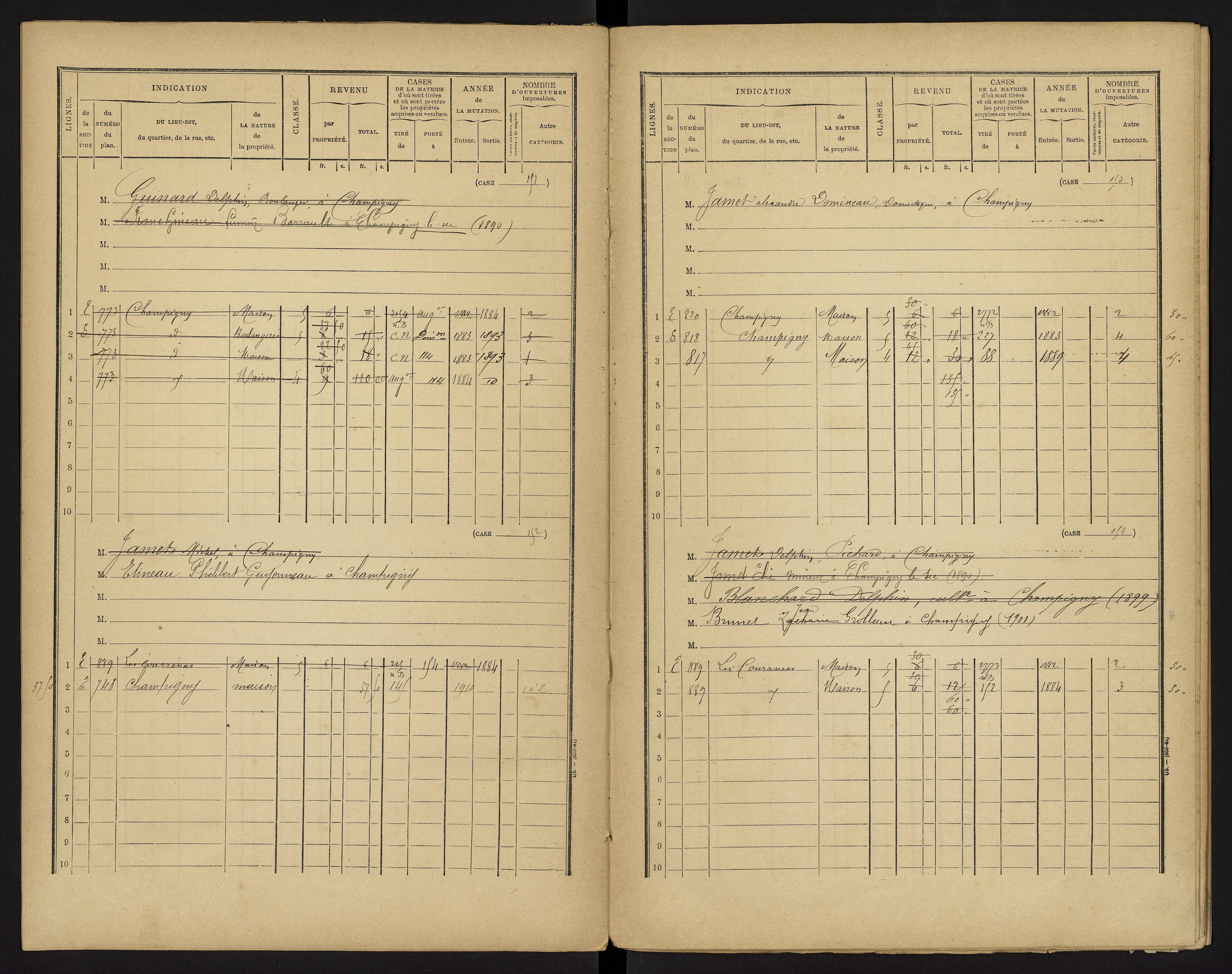 Champigny-le-Sec - FRAD086_cadastre Cases 1-360 