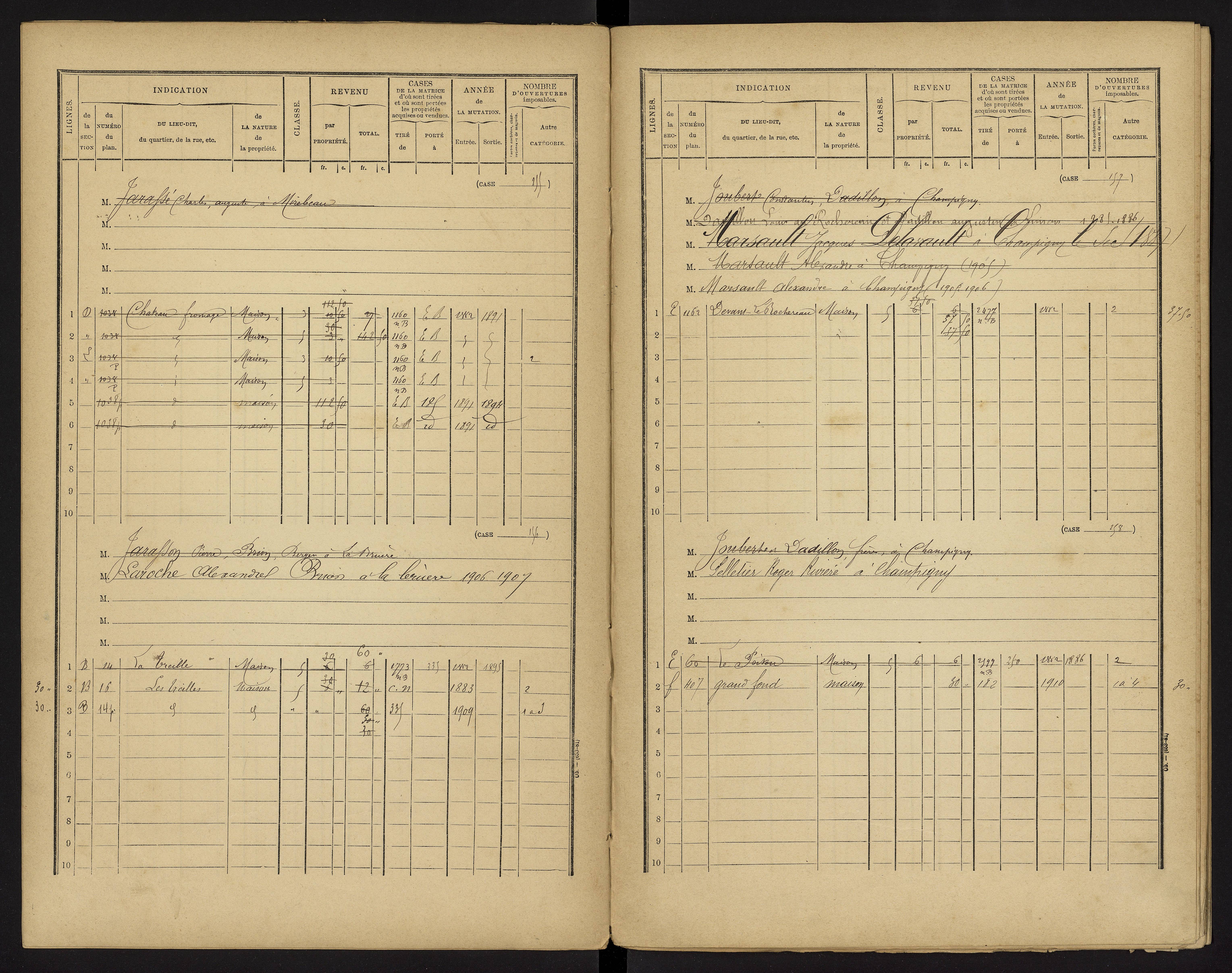 Champigny-le-Sec - FRAD086_cadastre Cases 1-360 