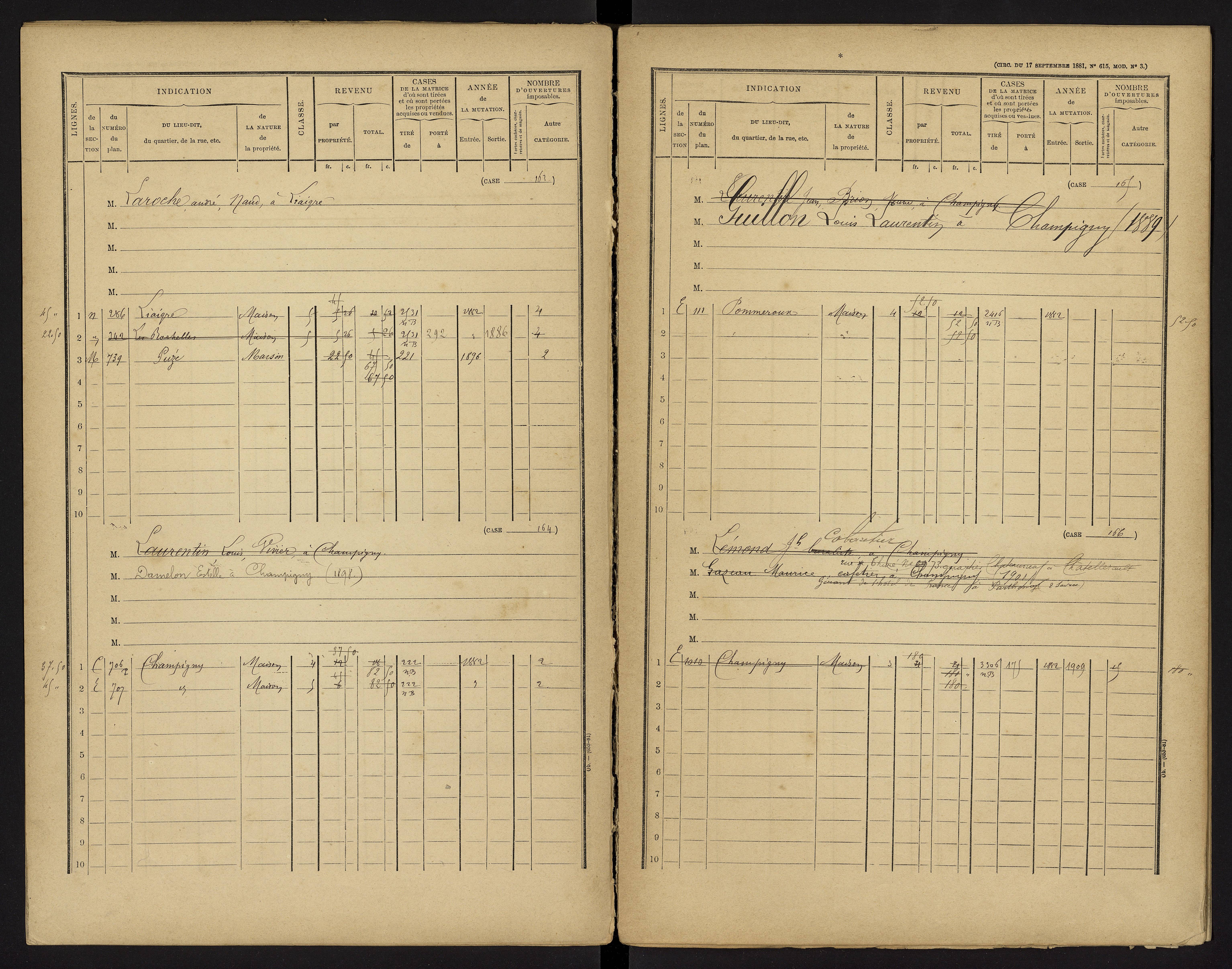 Champigny-le-Sec - FRAD086_cadastre Cases 1-360 