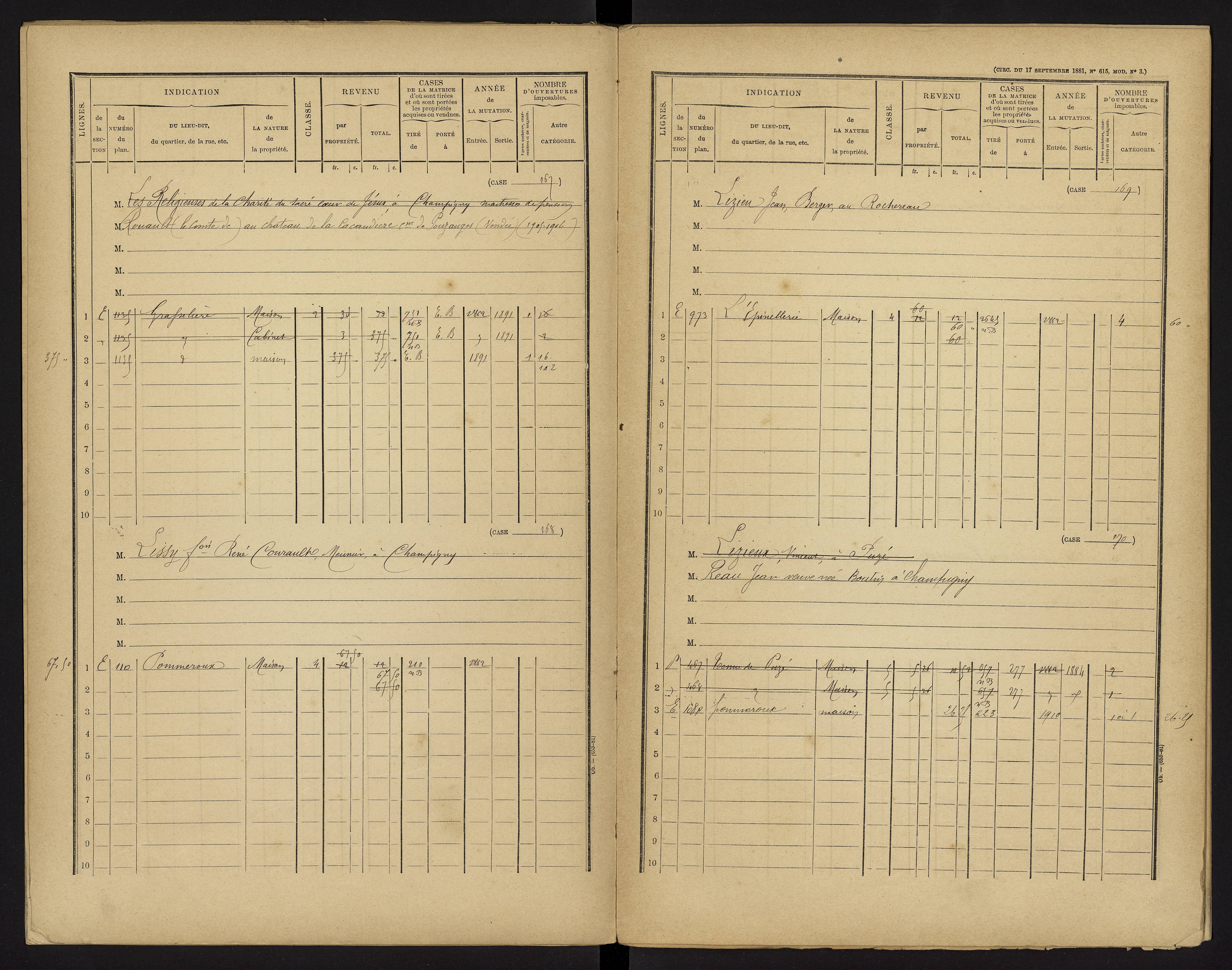 Champigny-le-Sec - FRAD086_cadastre Cases 1-360 