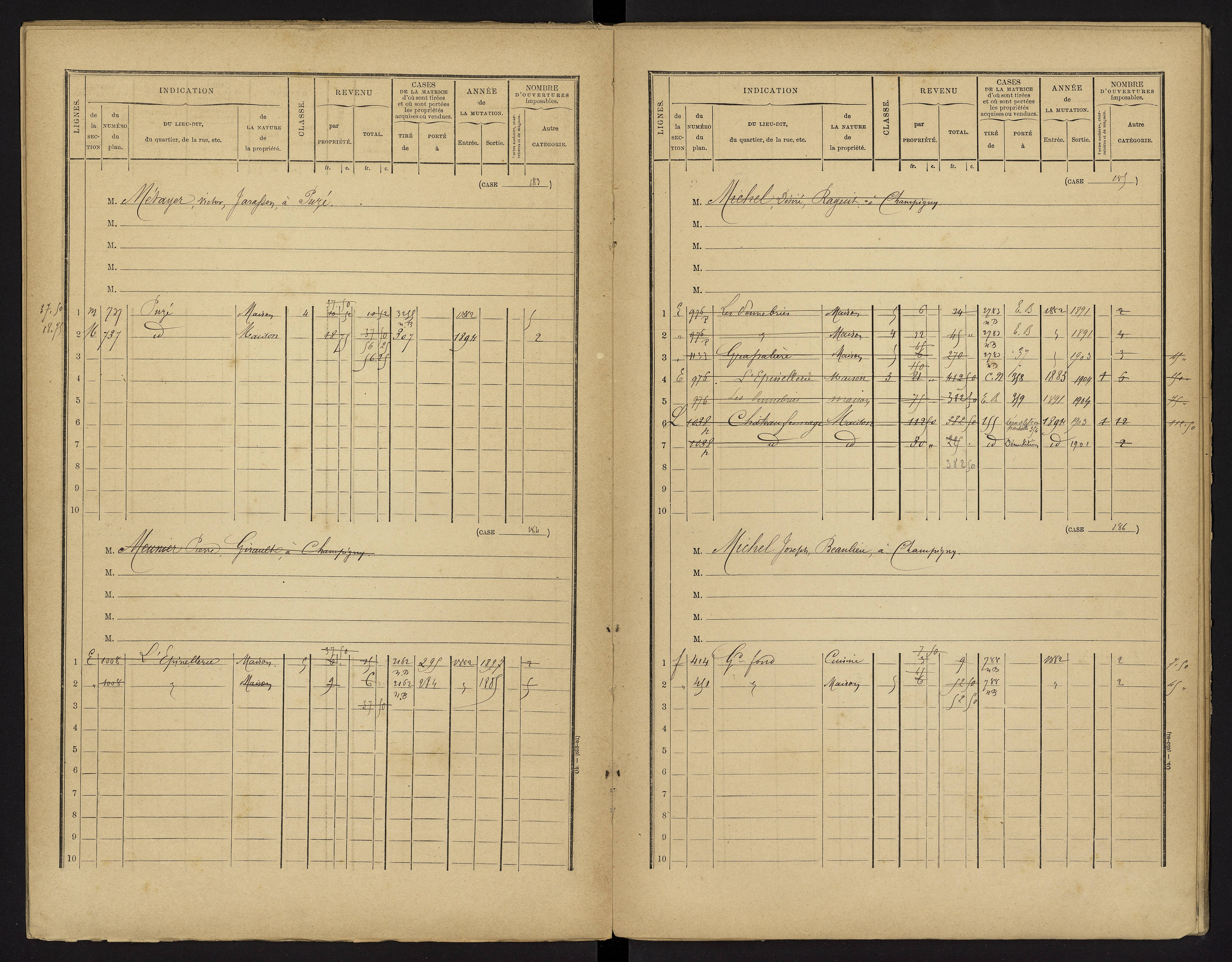 Champigny-le-Sec - FRAD086_cadastre Cases 1-360 