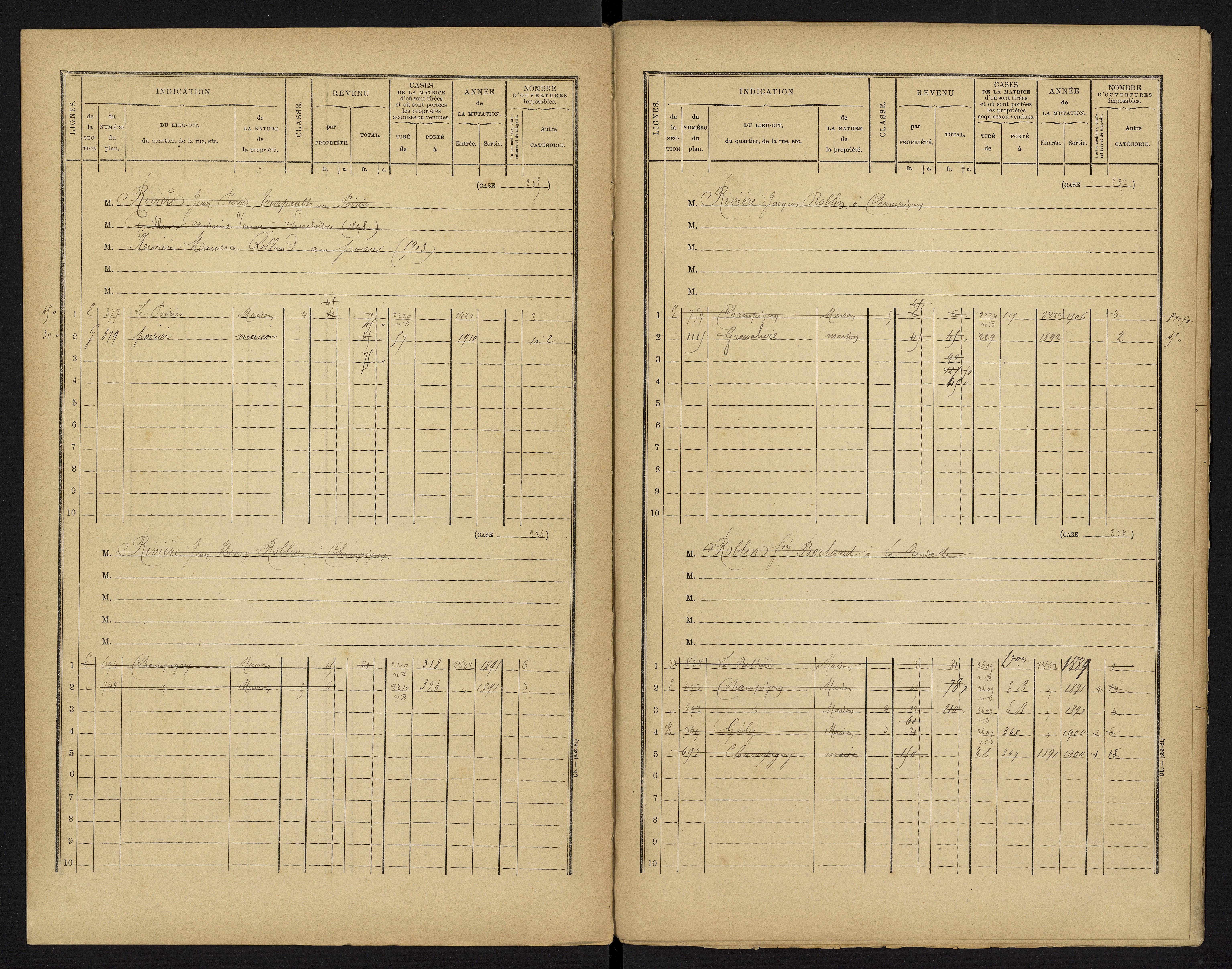 Champigny-le-Sec - FRAD086_cadastre Cases 1-360 