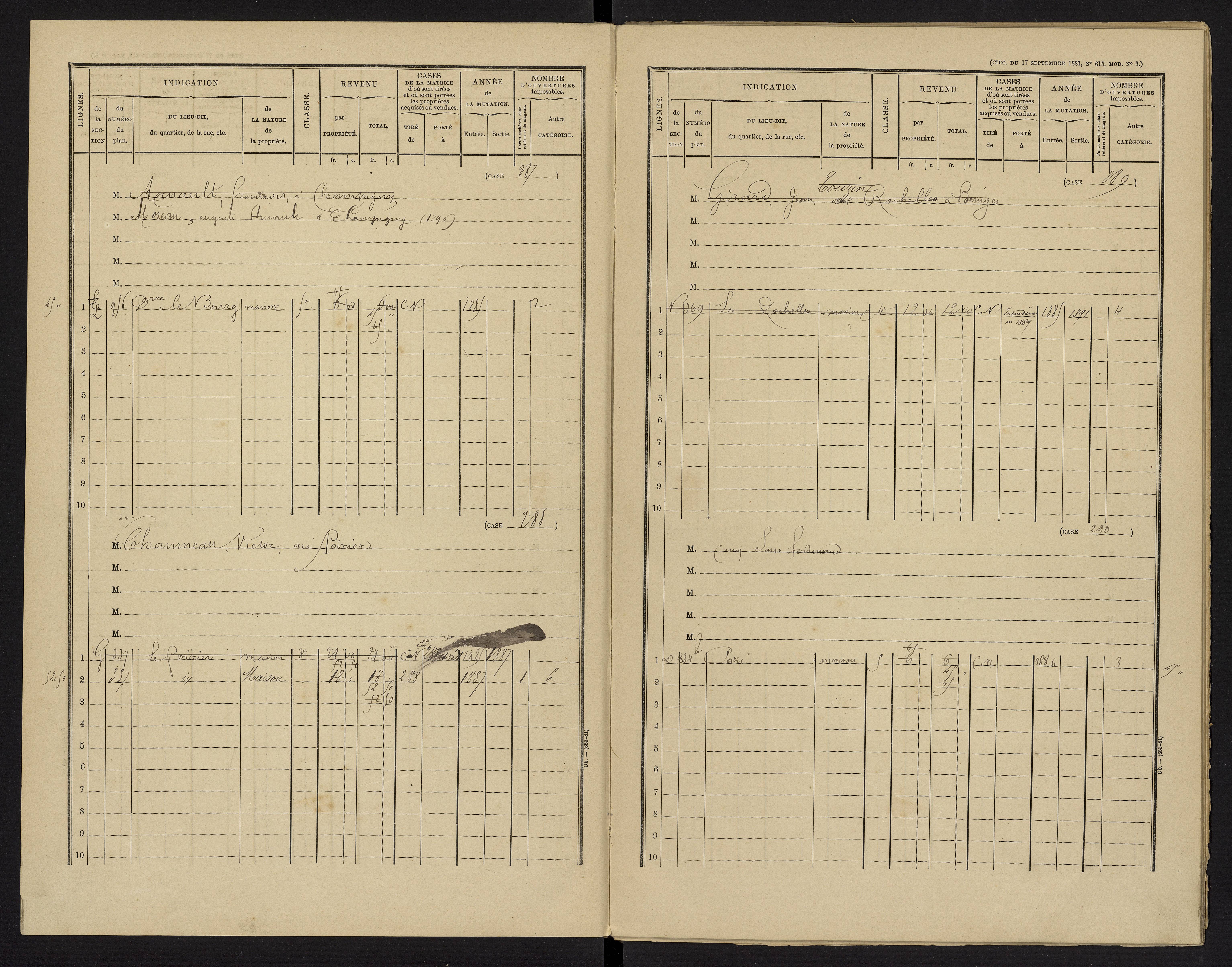 Champigny-le-Sec - FRAD086_cadastre Cases 1-360 