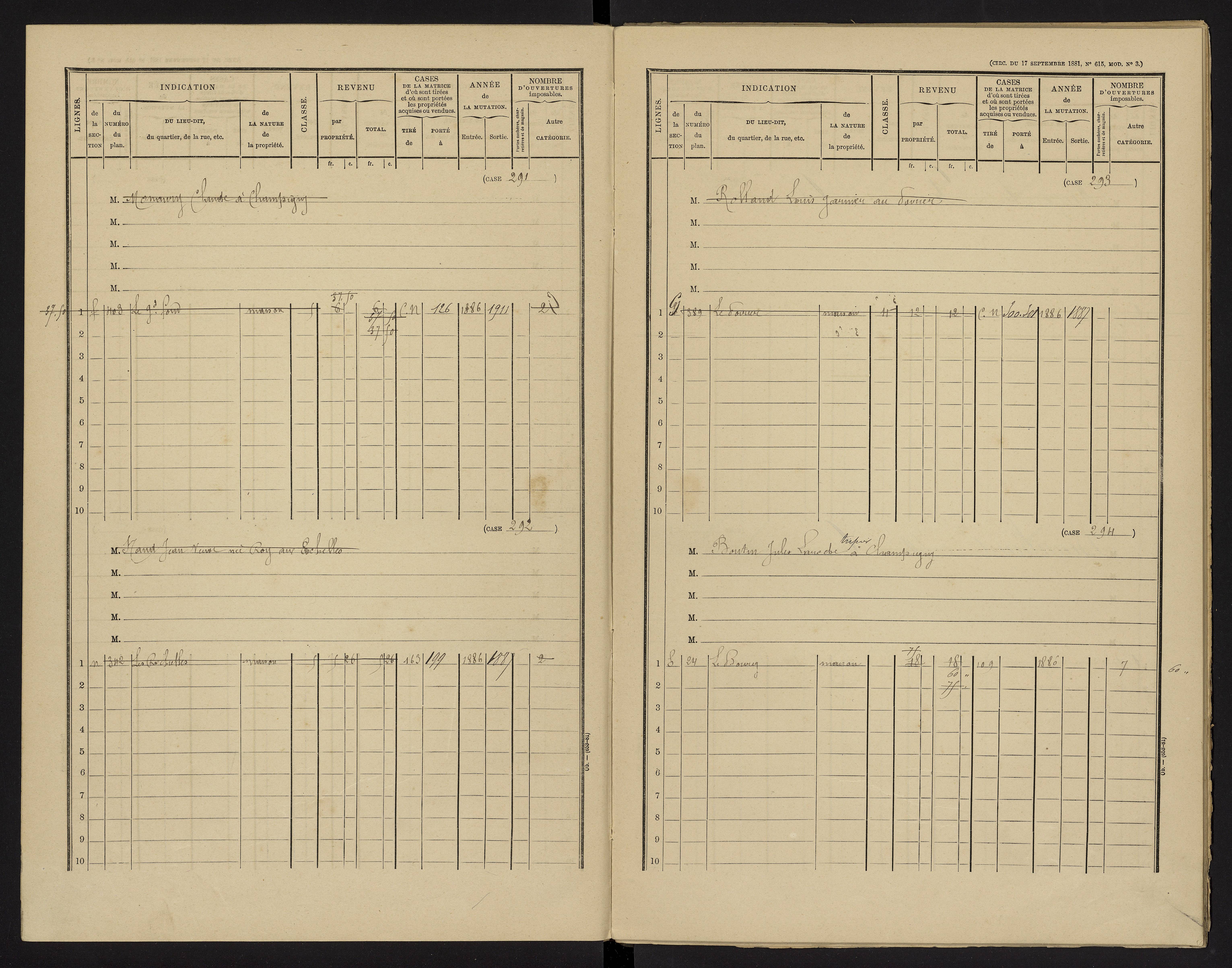 Champigny-le-Sec - FRAD086_cadastre Cases 1-360 