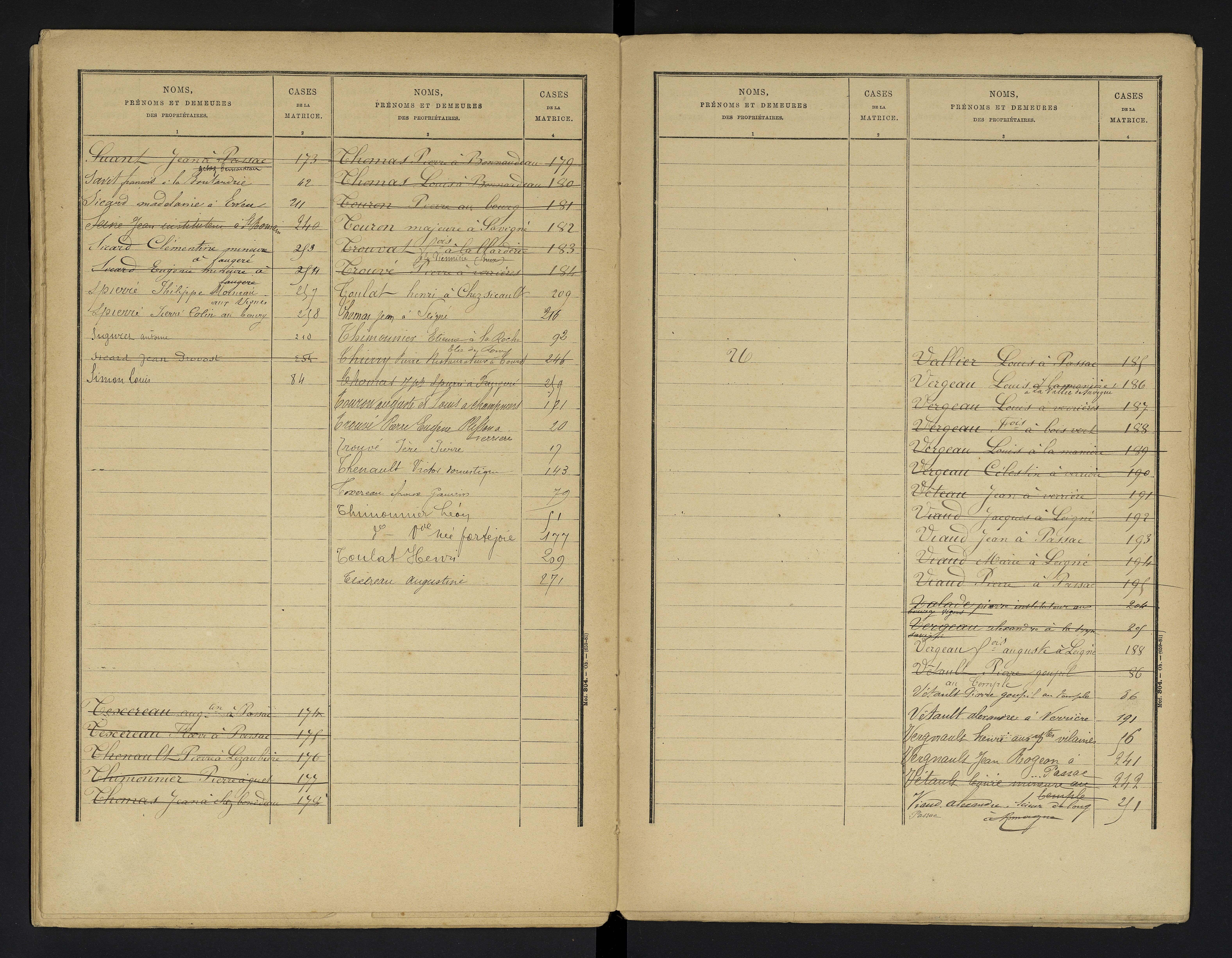 Champniers - FRAD086_cadastre Cases 1-271 