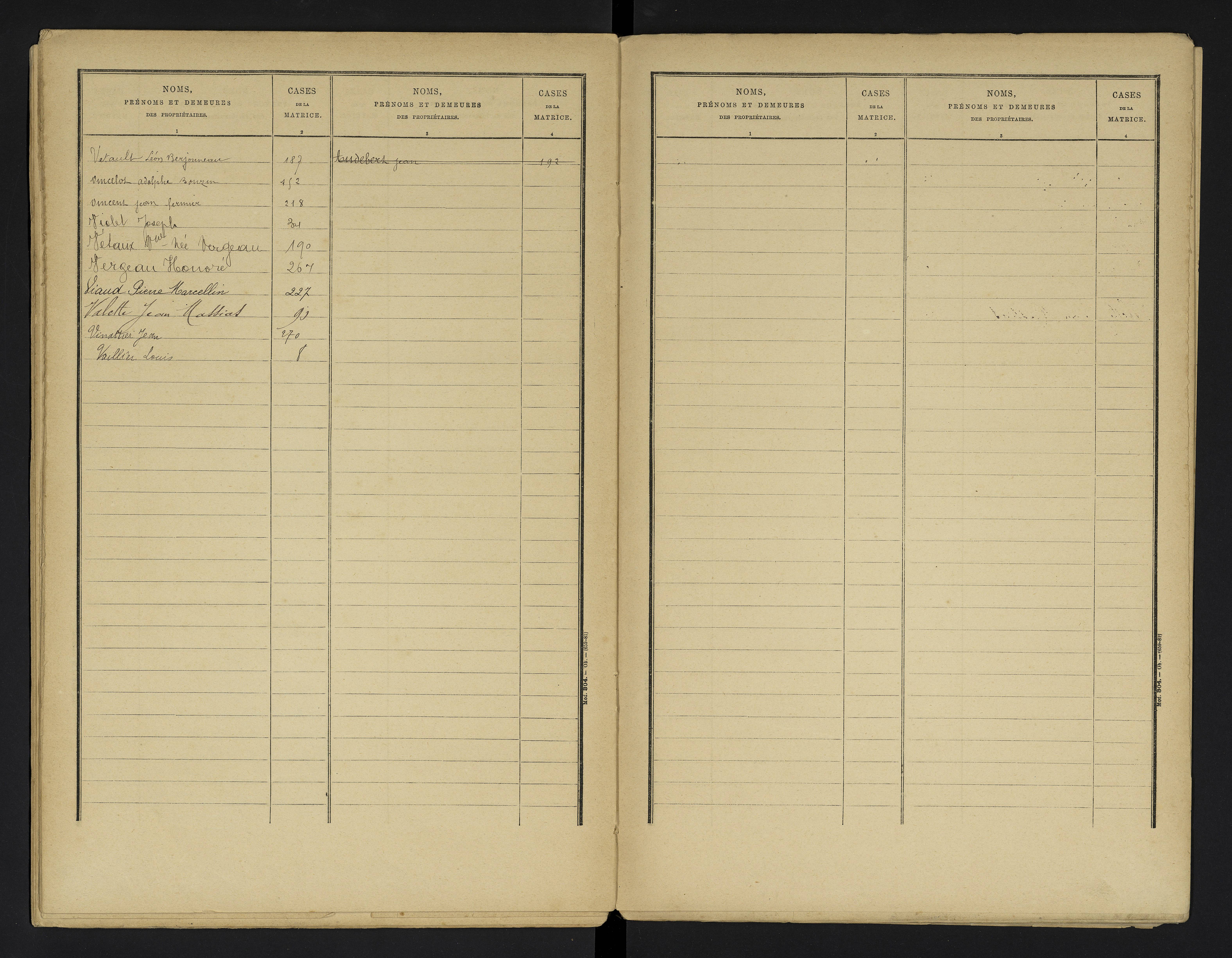 Champniers - FRAD086_cadastre Cases 1-271 