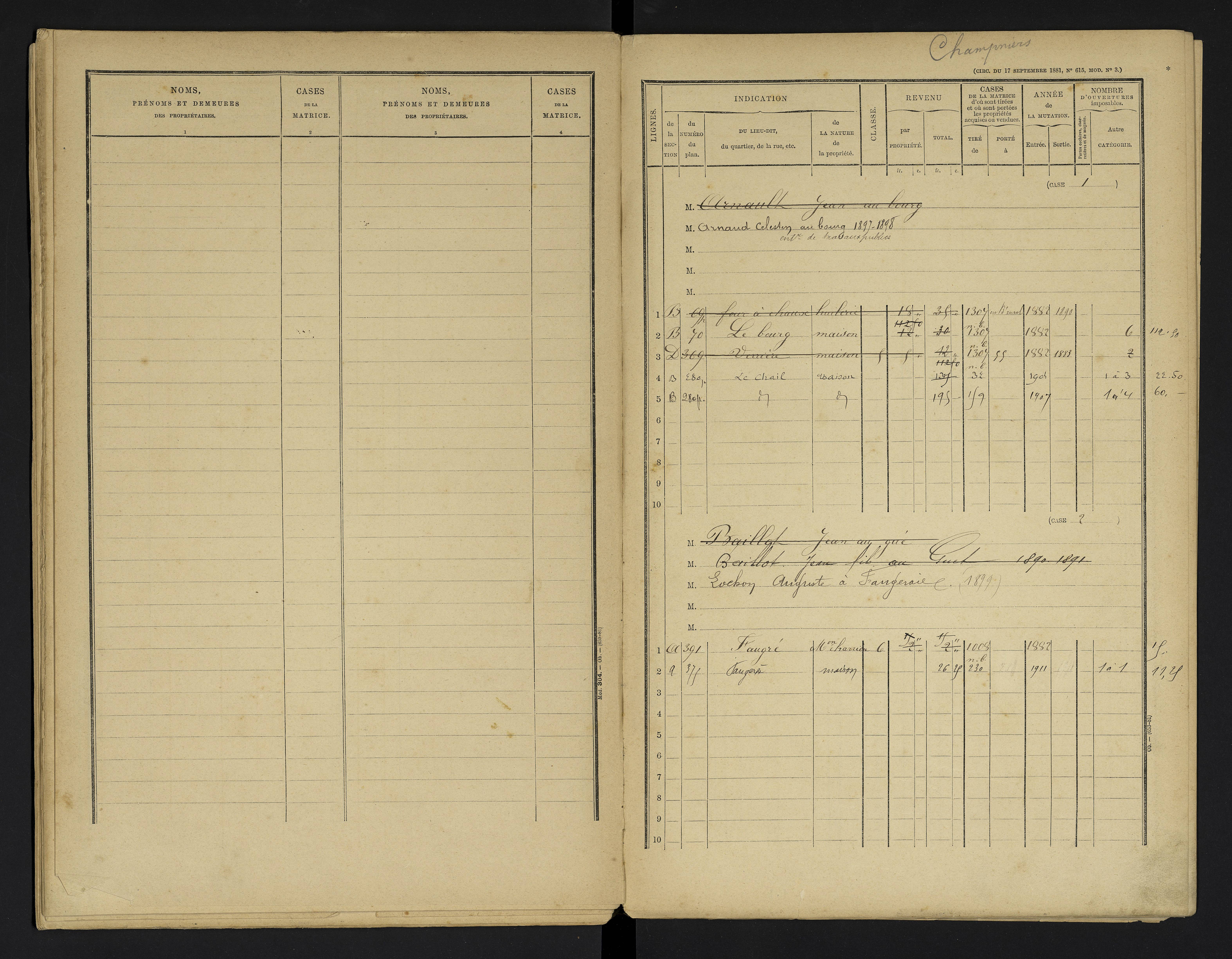 Champniers - FRAD086_cadastre Cases 1-271 