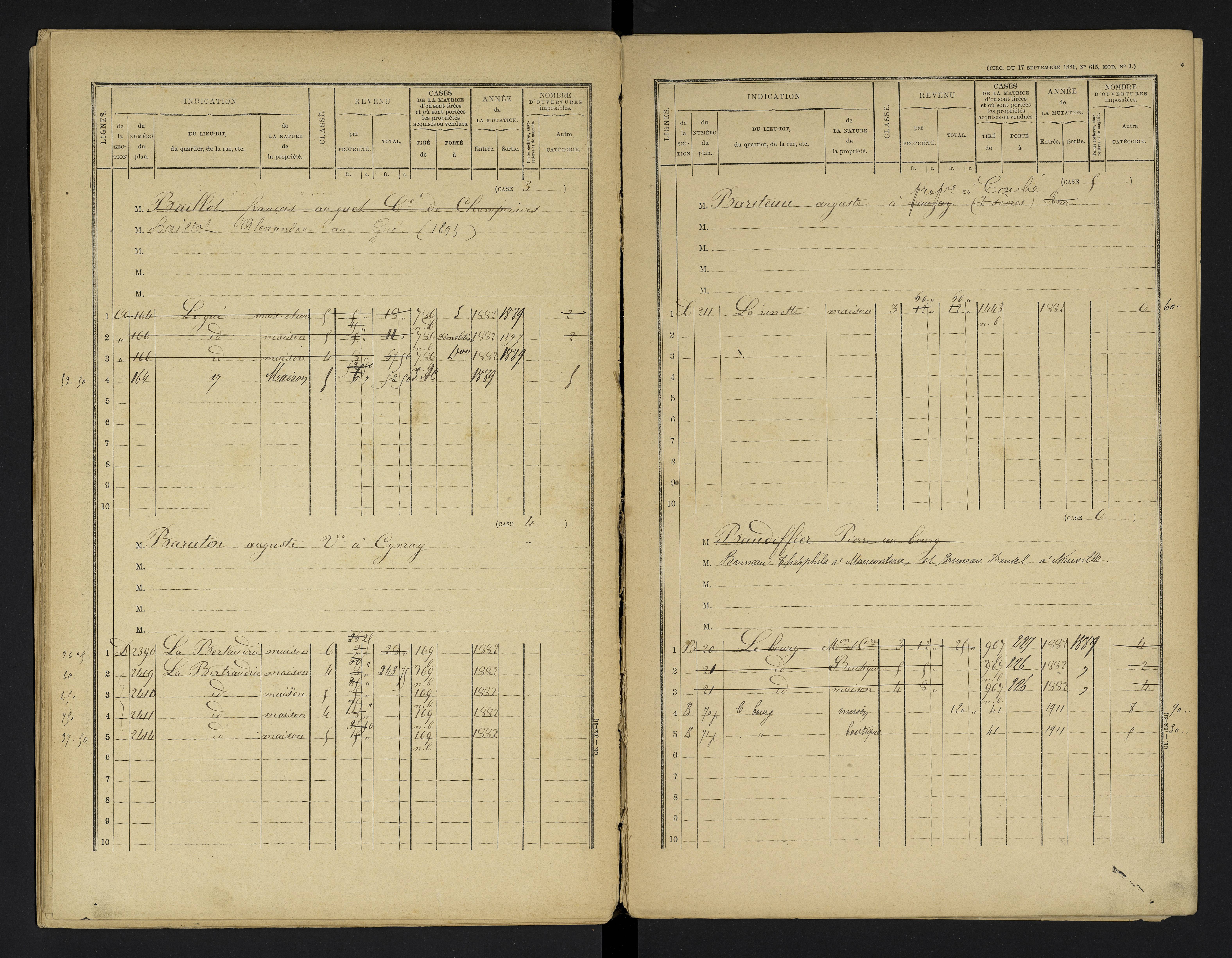 Champniers - FRAD086_cadastre Cases 1-271 