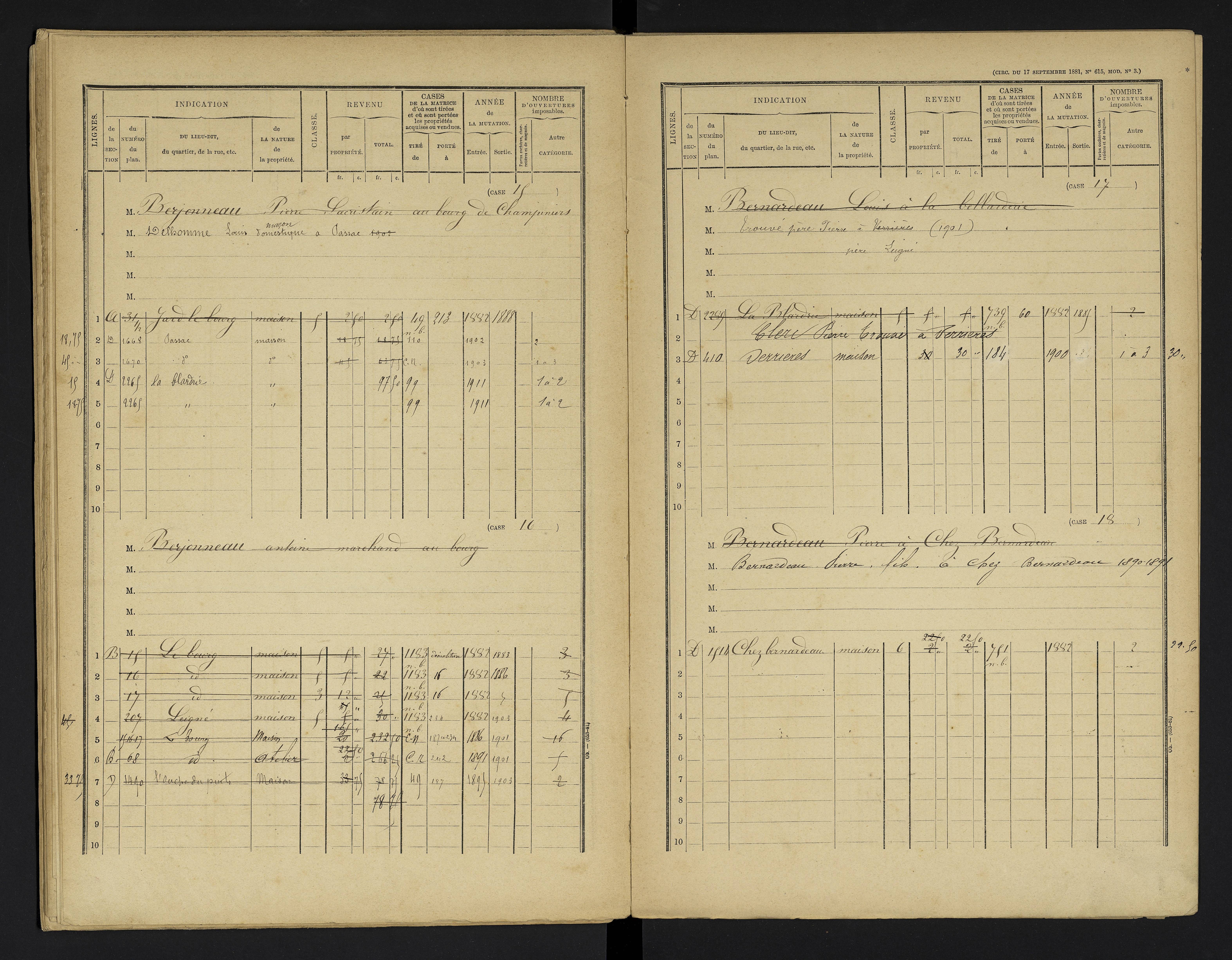 Champniers - FRAD086_cadastre Cases 1-271 
