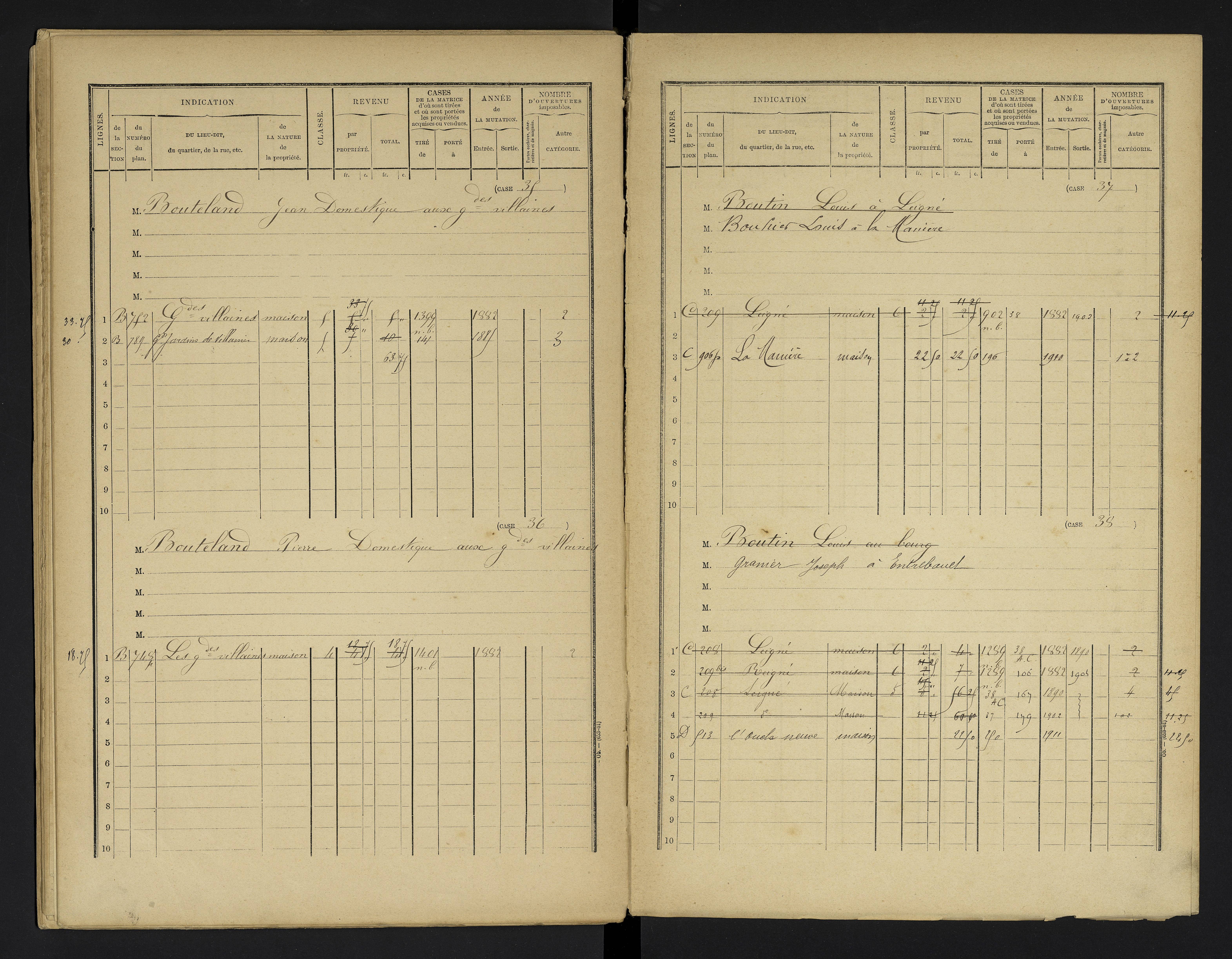 Champniers - FRAD086_cadastre Cases 1-271 