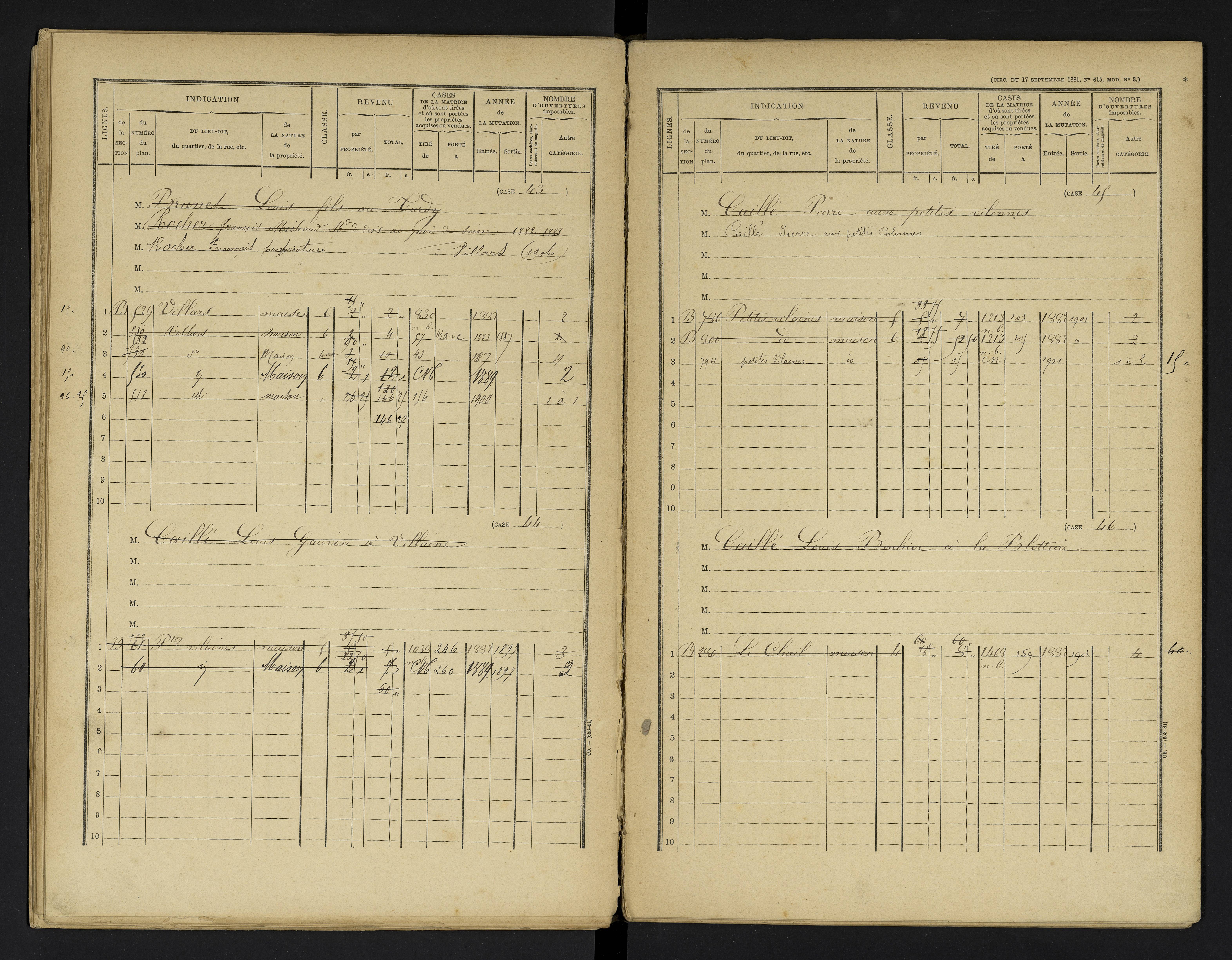 Champniers - FRAD086_cadastre Cases 1-271 