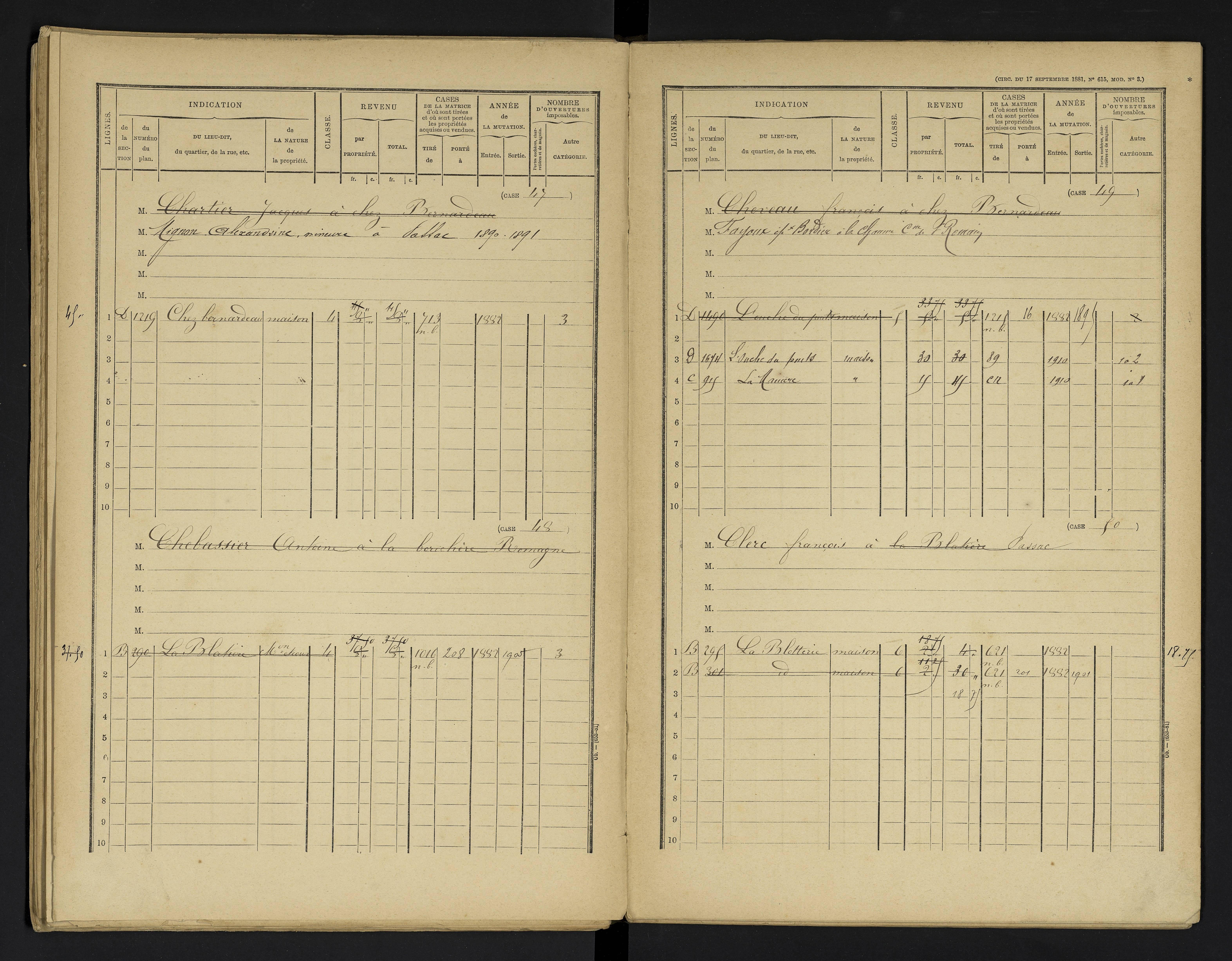 Champniers - FRAD086_cadastre Cases 1-271 