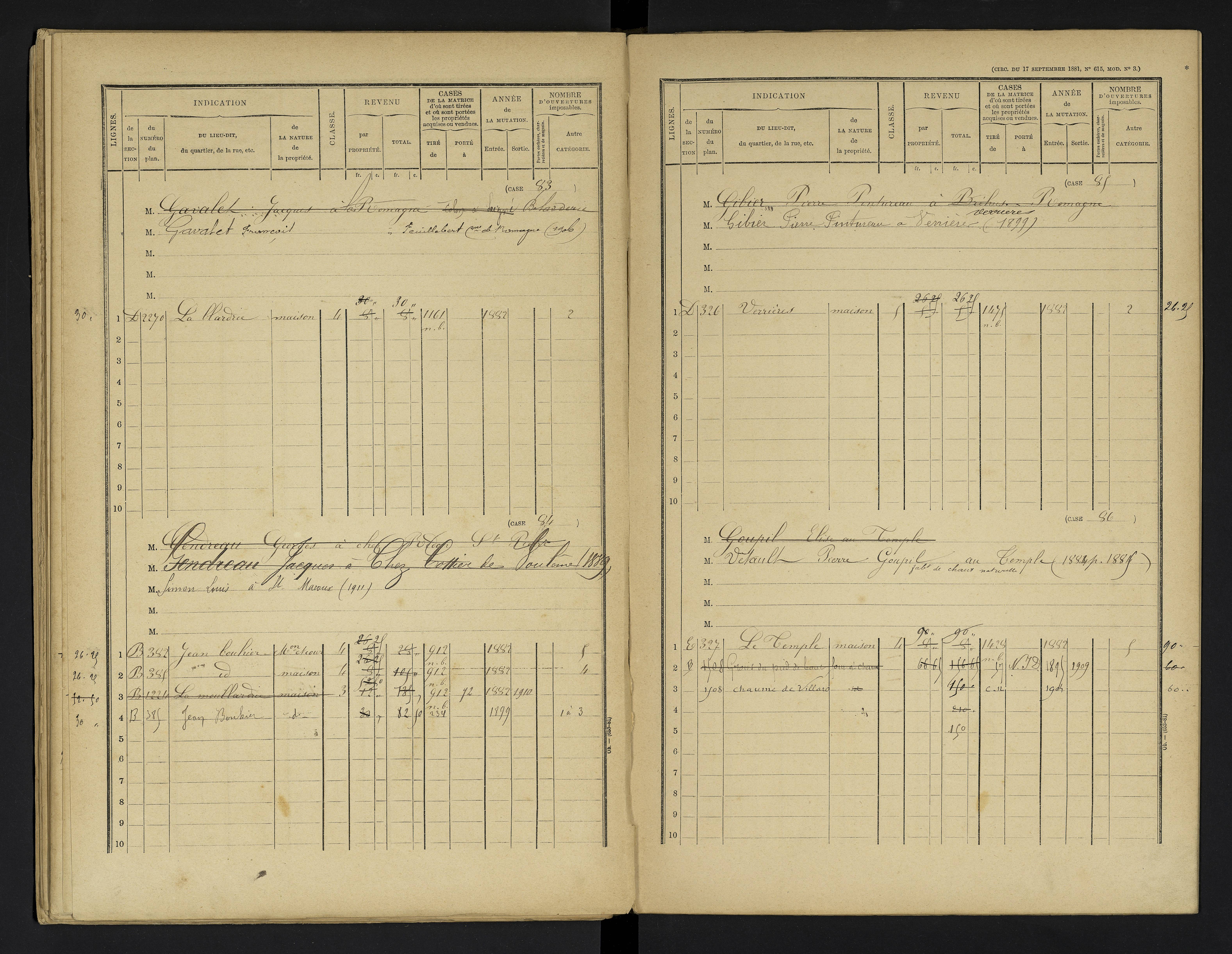 Champniers - FRAD086_cadastre Cases 1-271 
