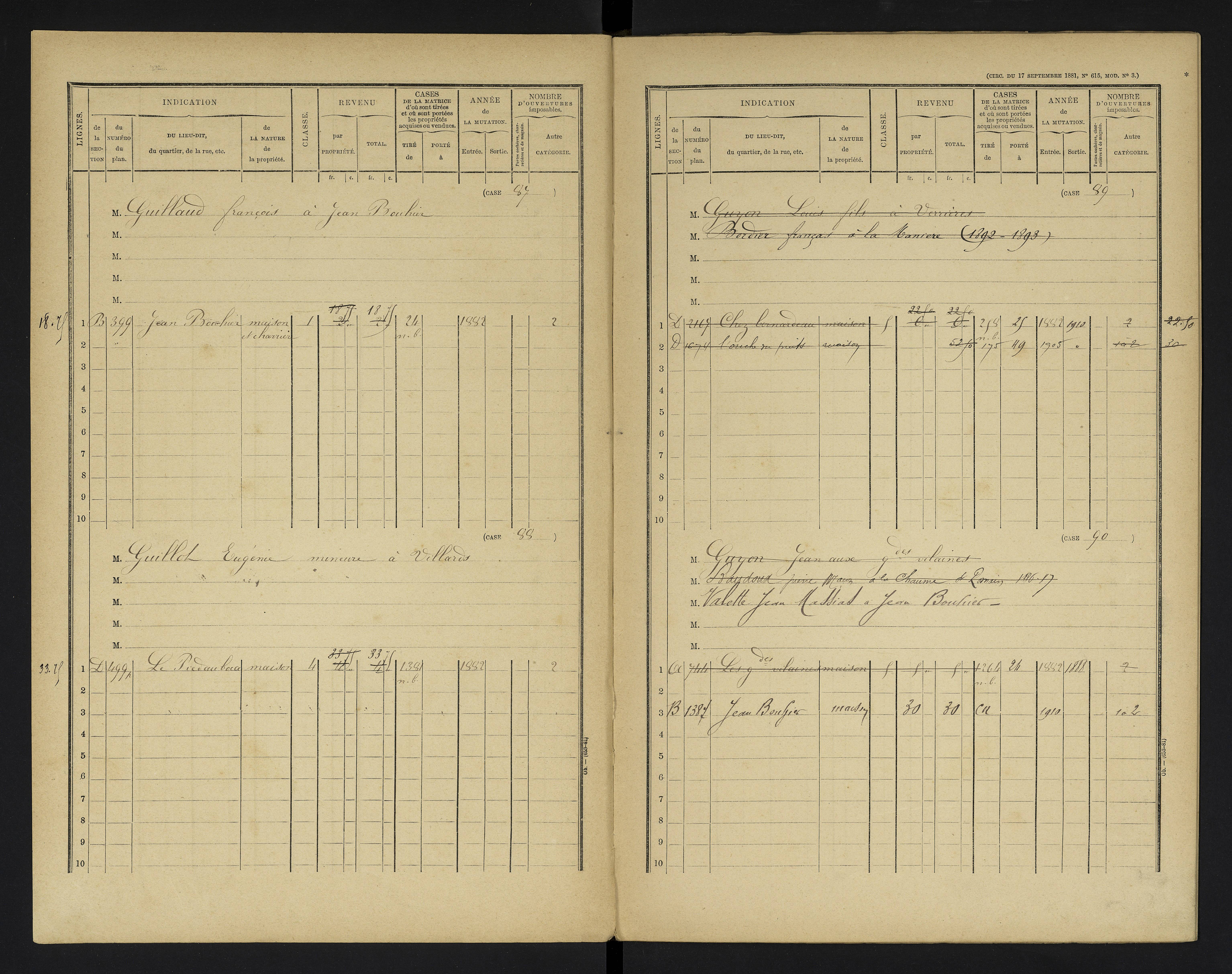 Champniers - FRAD086_cadastre Cases 1-271 