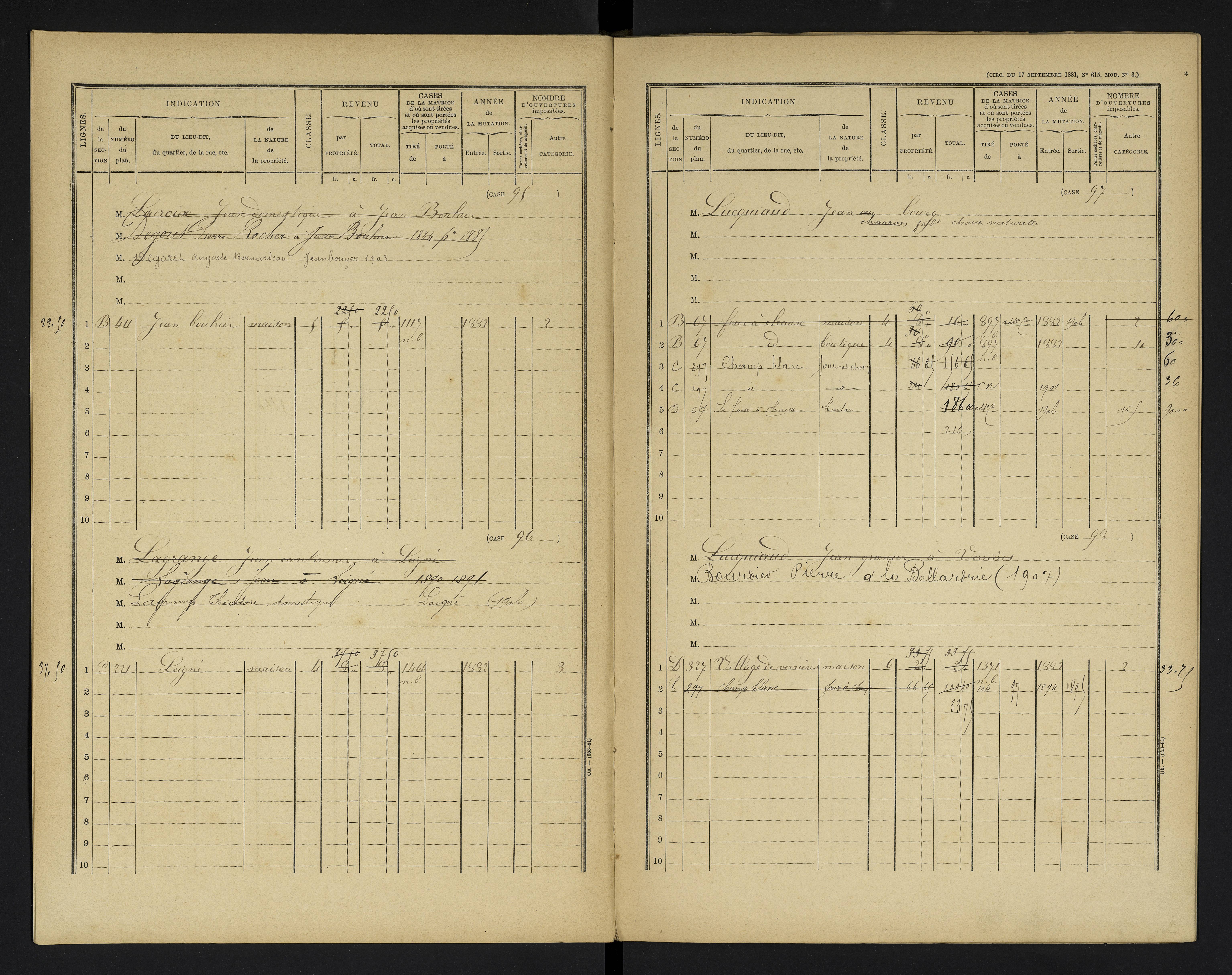 Champniers - FRAD086_cadastre Cases 1-271 