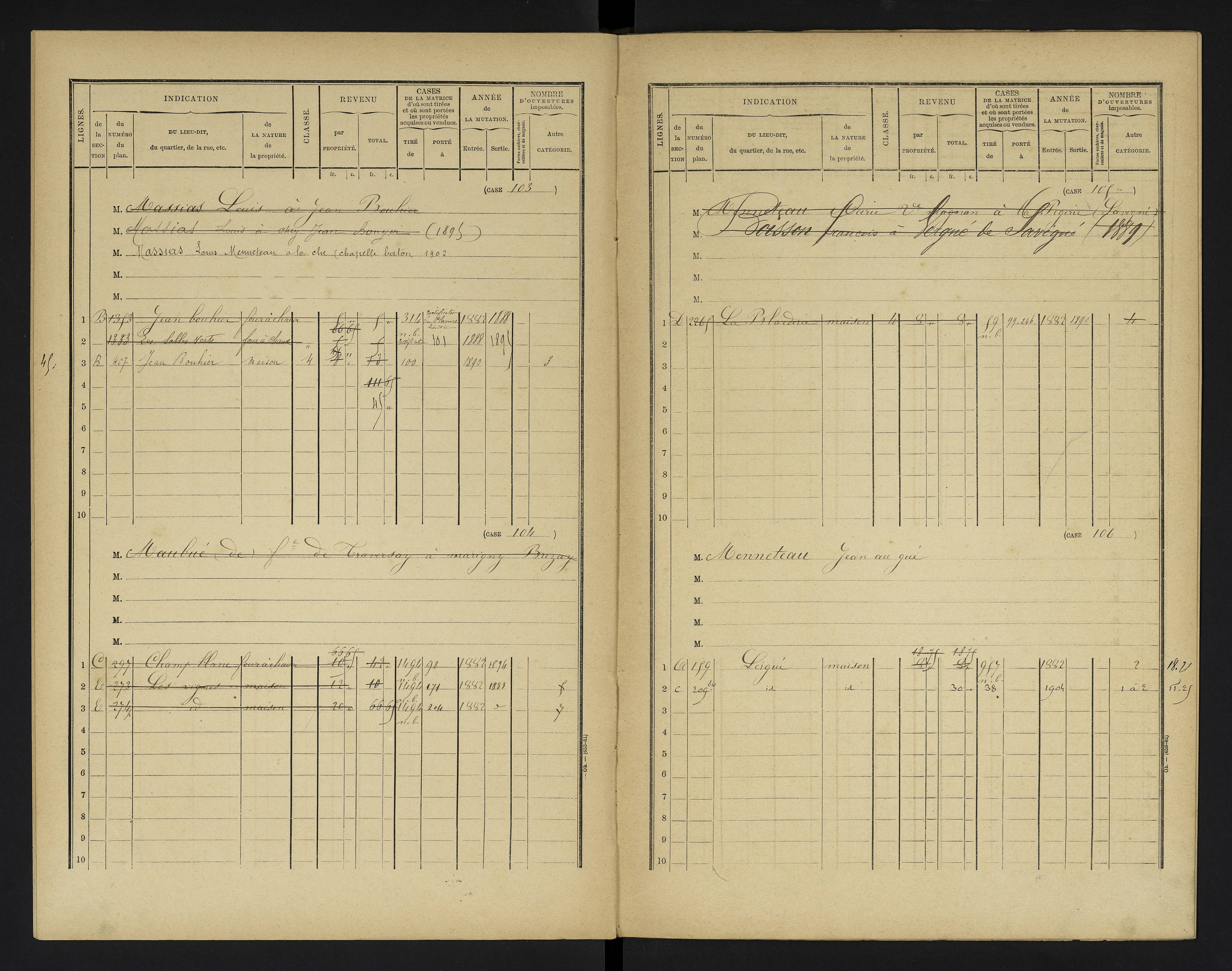 Champniers - FRAD086_cadastre Cases 1-271 