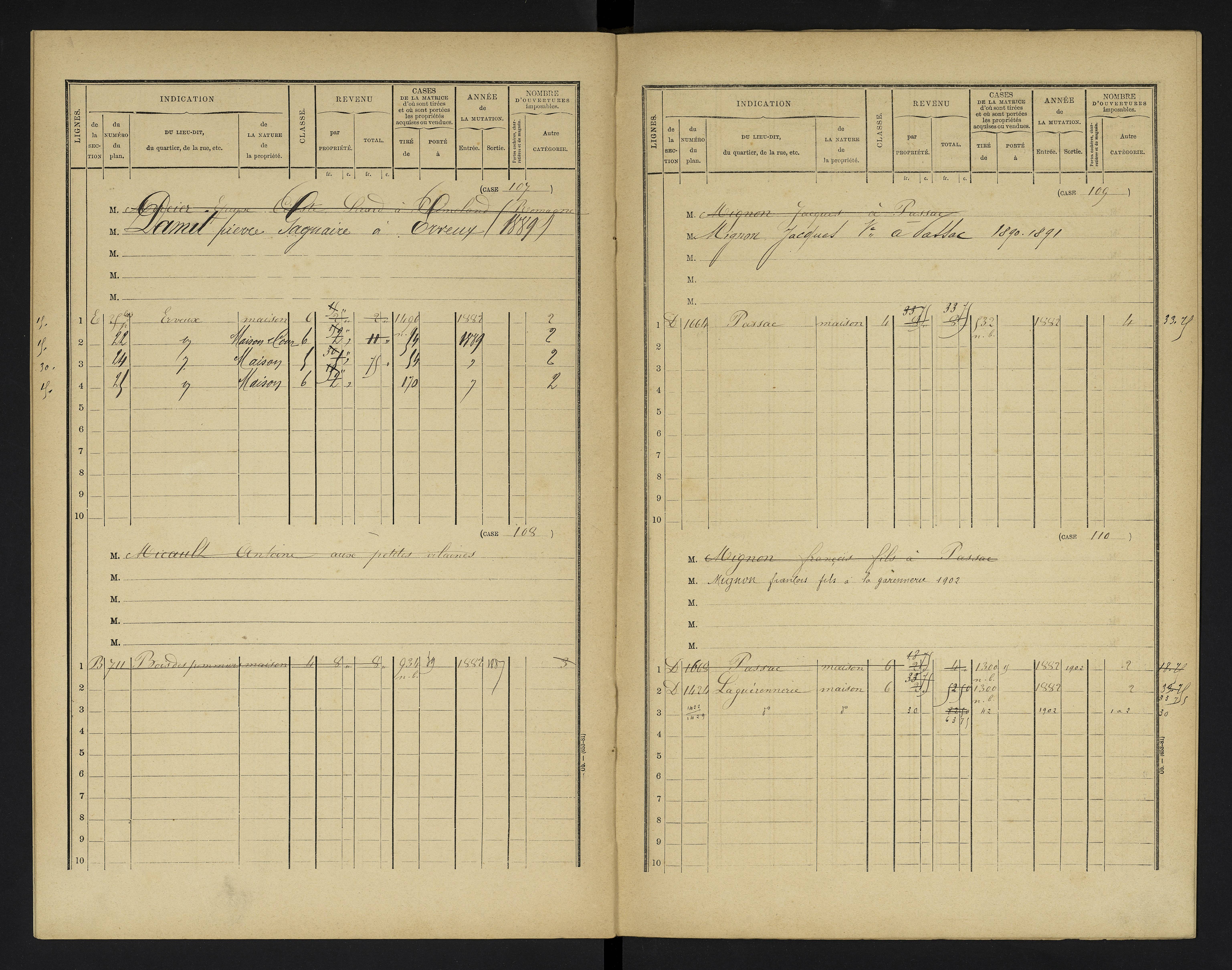 Champniers - FRAD086_cadastre Cases 1-271 