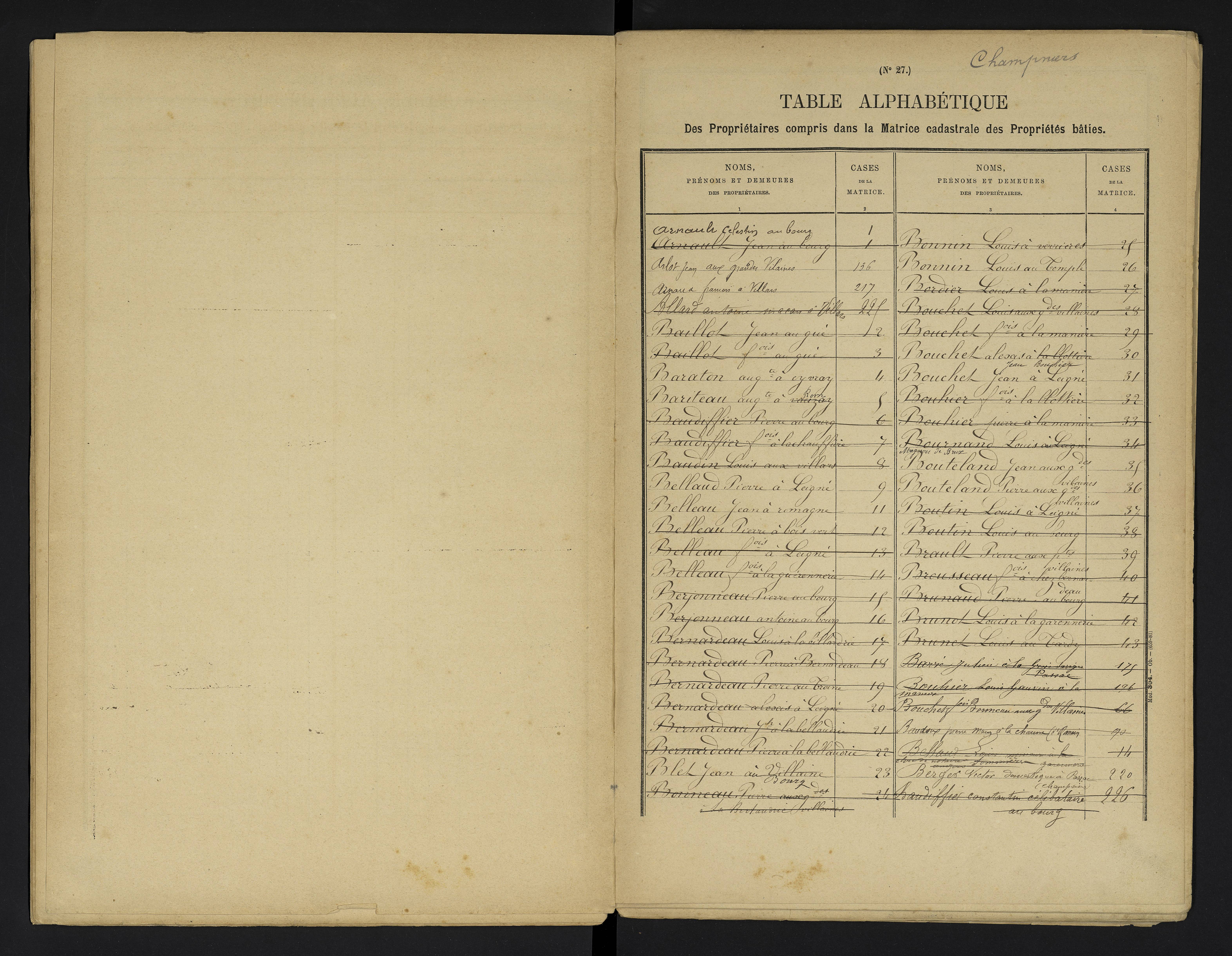 Champniers - FRAD086_cadastre Cases 1-271 