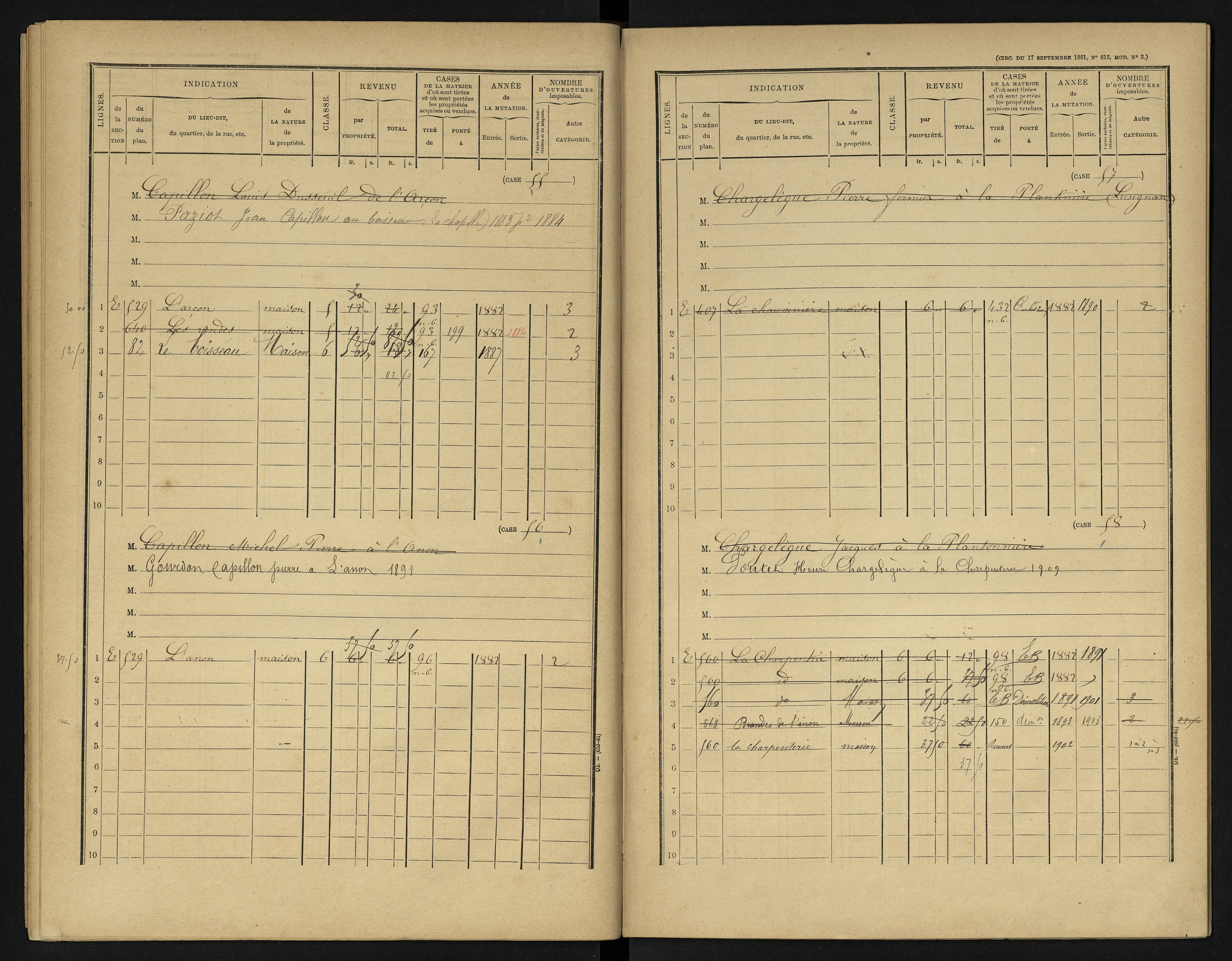 La Chapelle-Montreuil - FRAD086_cadastre Cases 1-263 