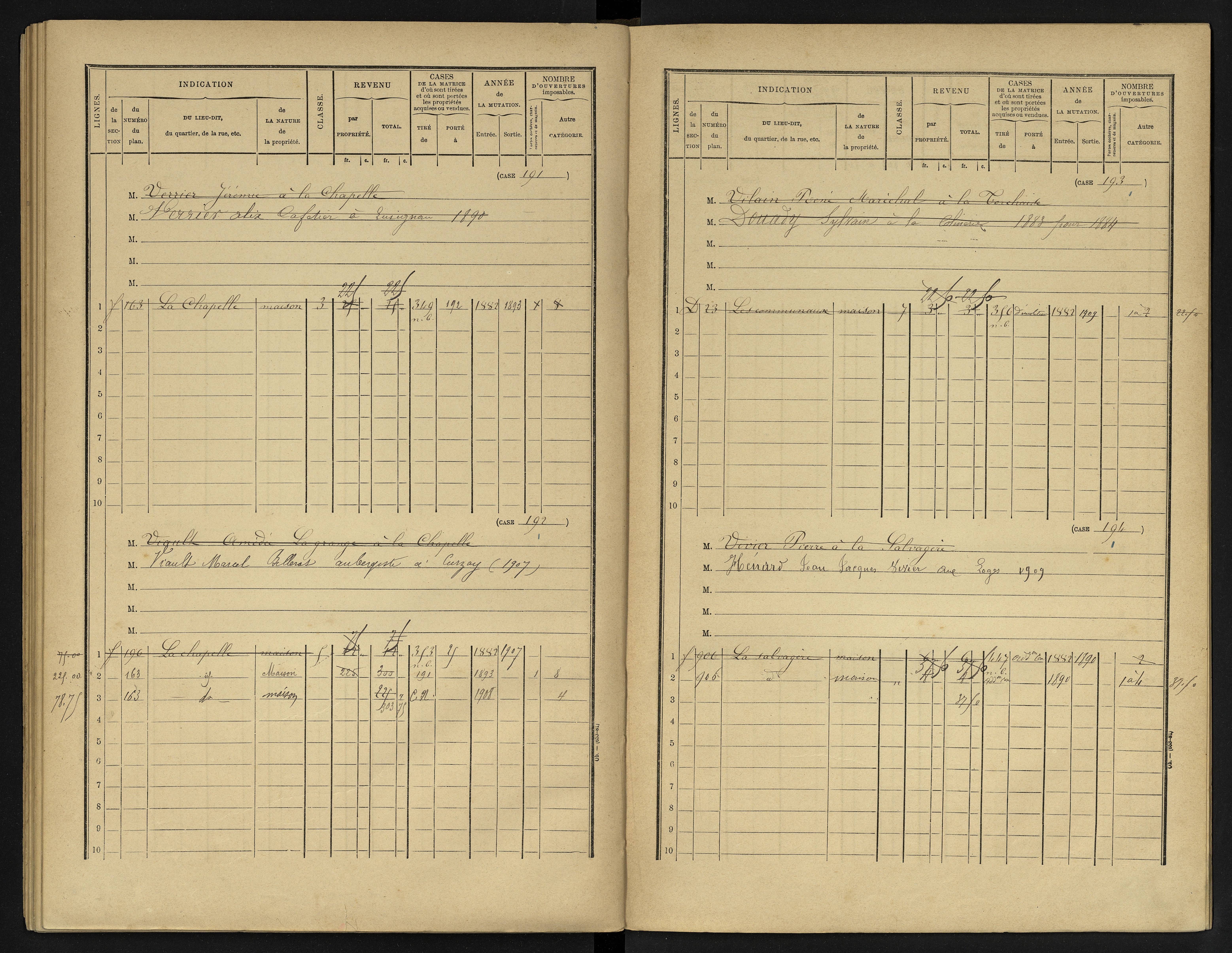 La Chapelle-Montreuil - FRAD086_cadastre Cases 1-263 