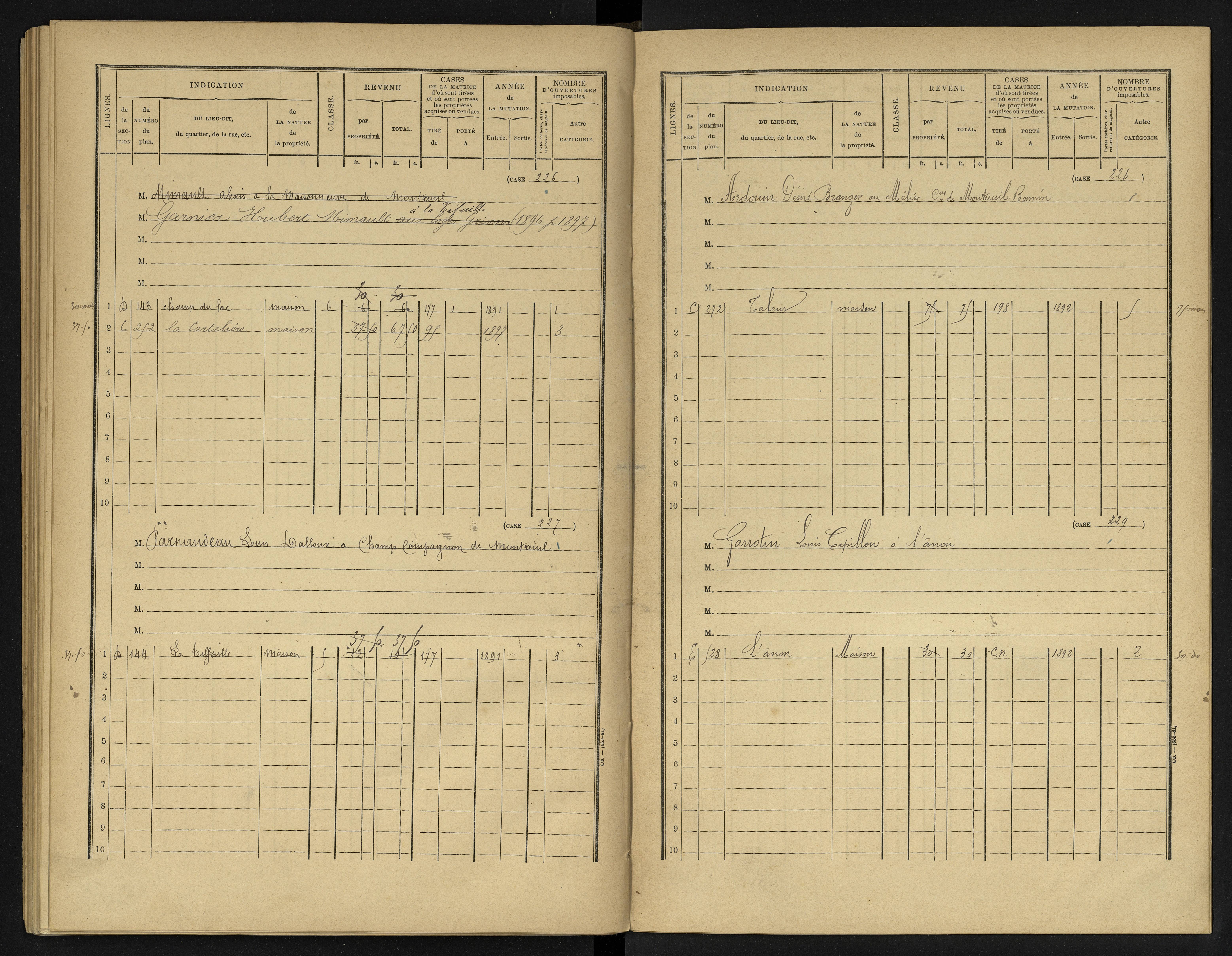 La Chapelle-Montreuil - FRAD086_cadastre Cases 1-263 