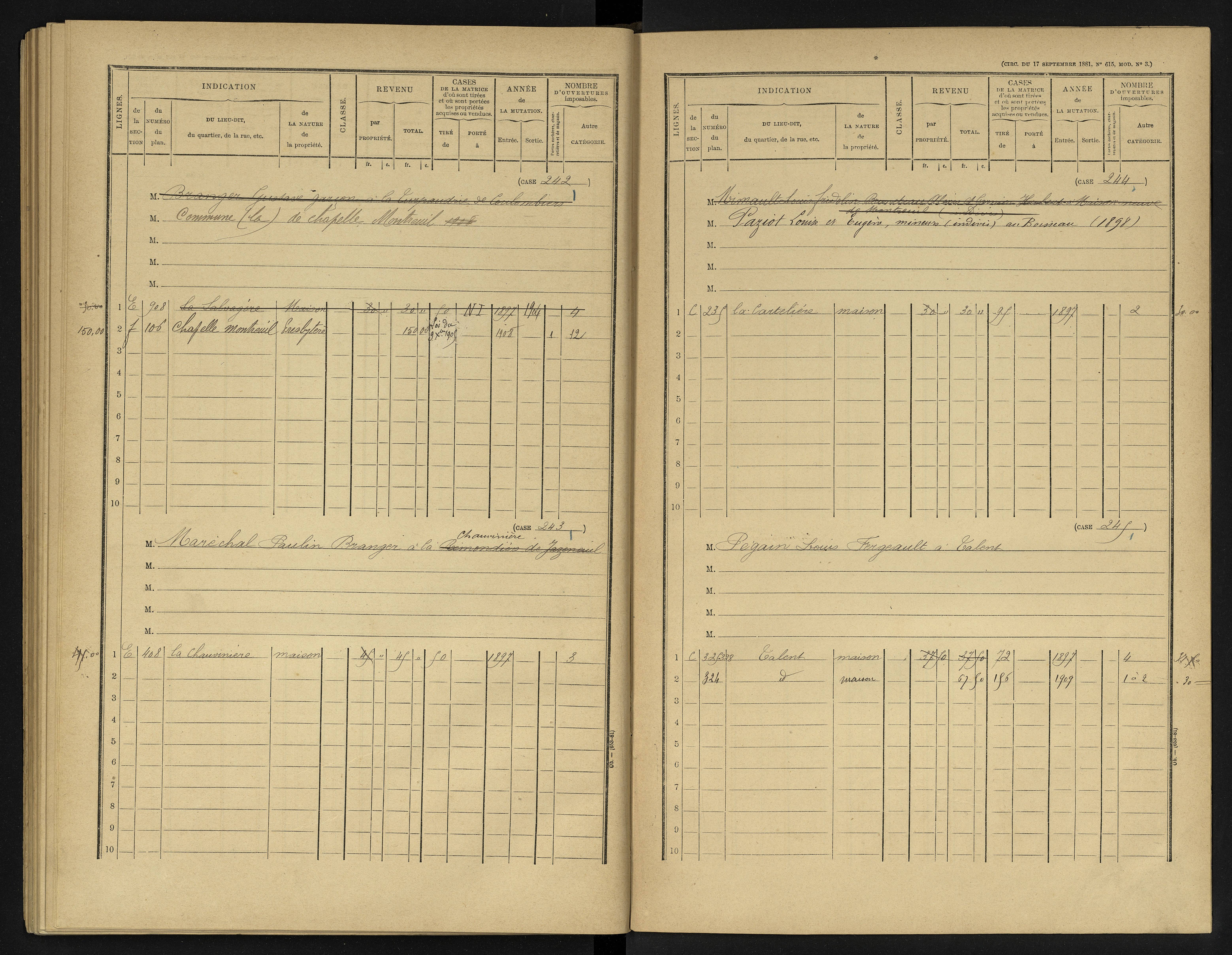 La Chapelle-Montreuil - FRAD086_cadastre Cases 1-263 
