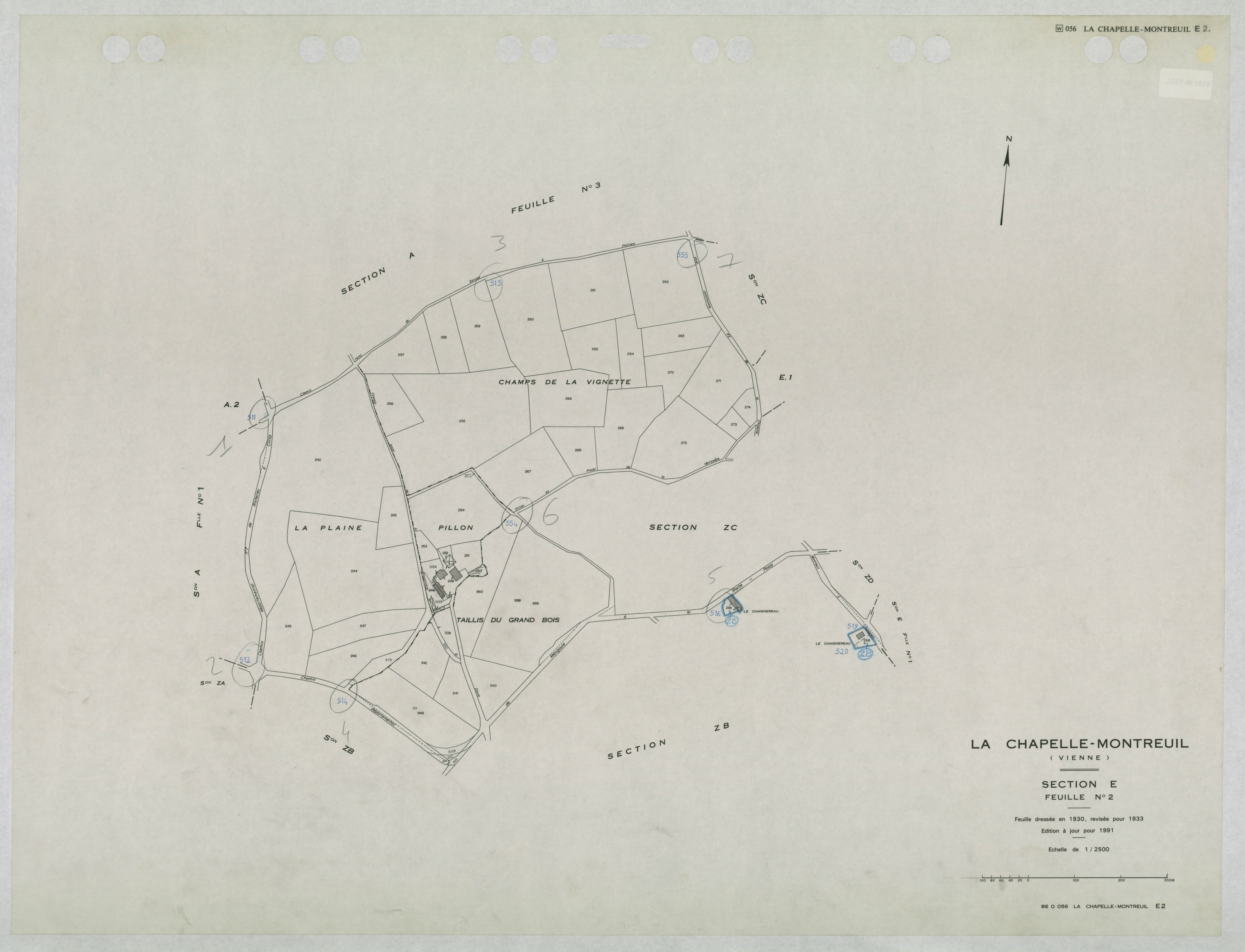 La Chapelle-Montreuil - FRAD086_cadastre Plans mis à jour 