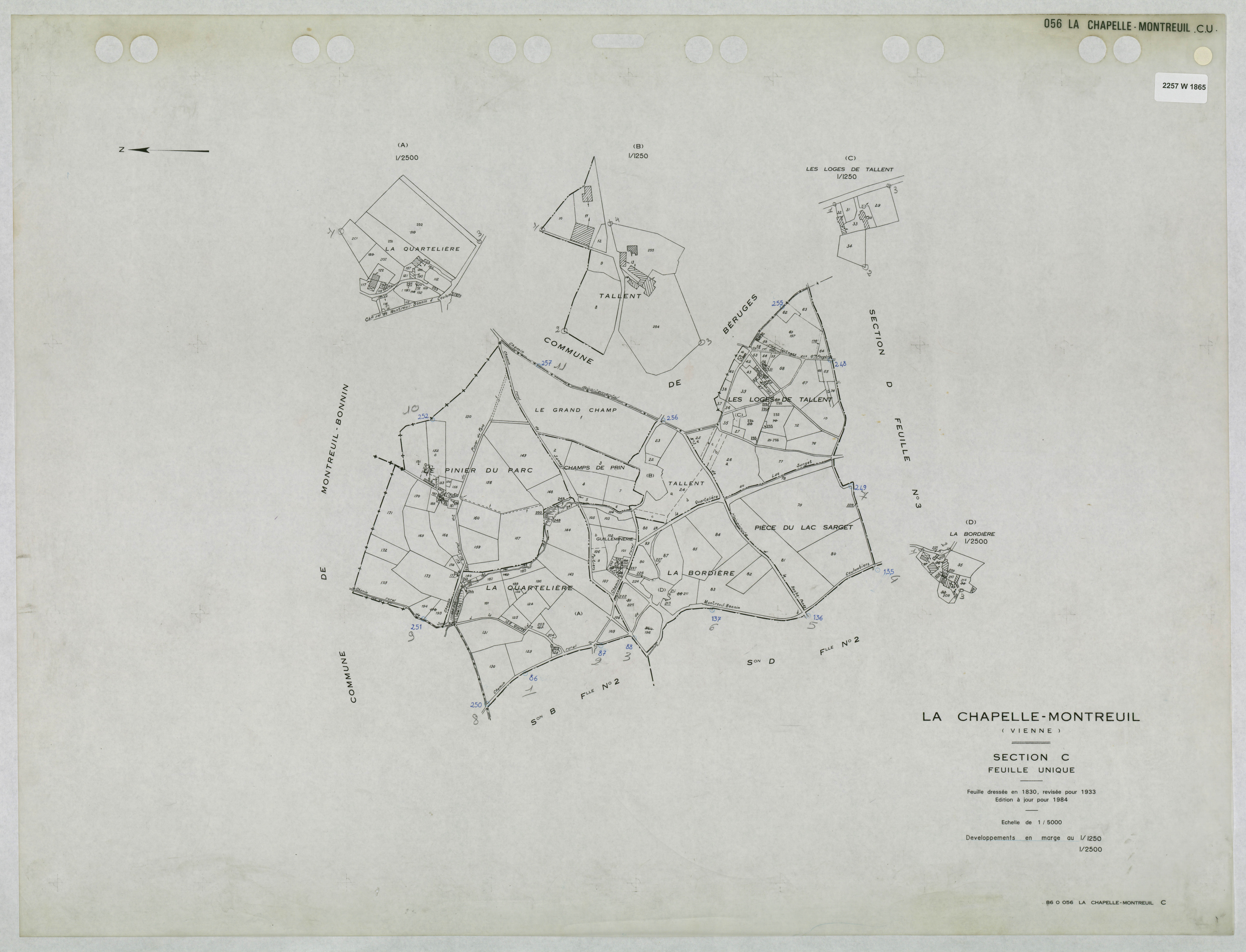 La Chapelle-Montreuil - FRAD086_cadastre Plans mis à jour 