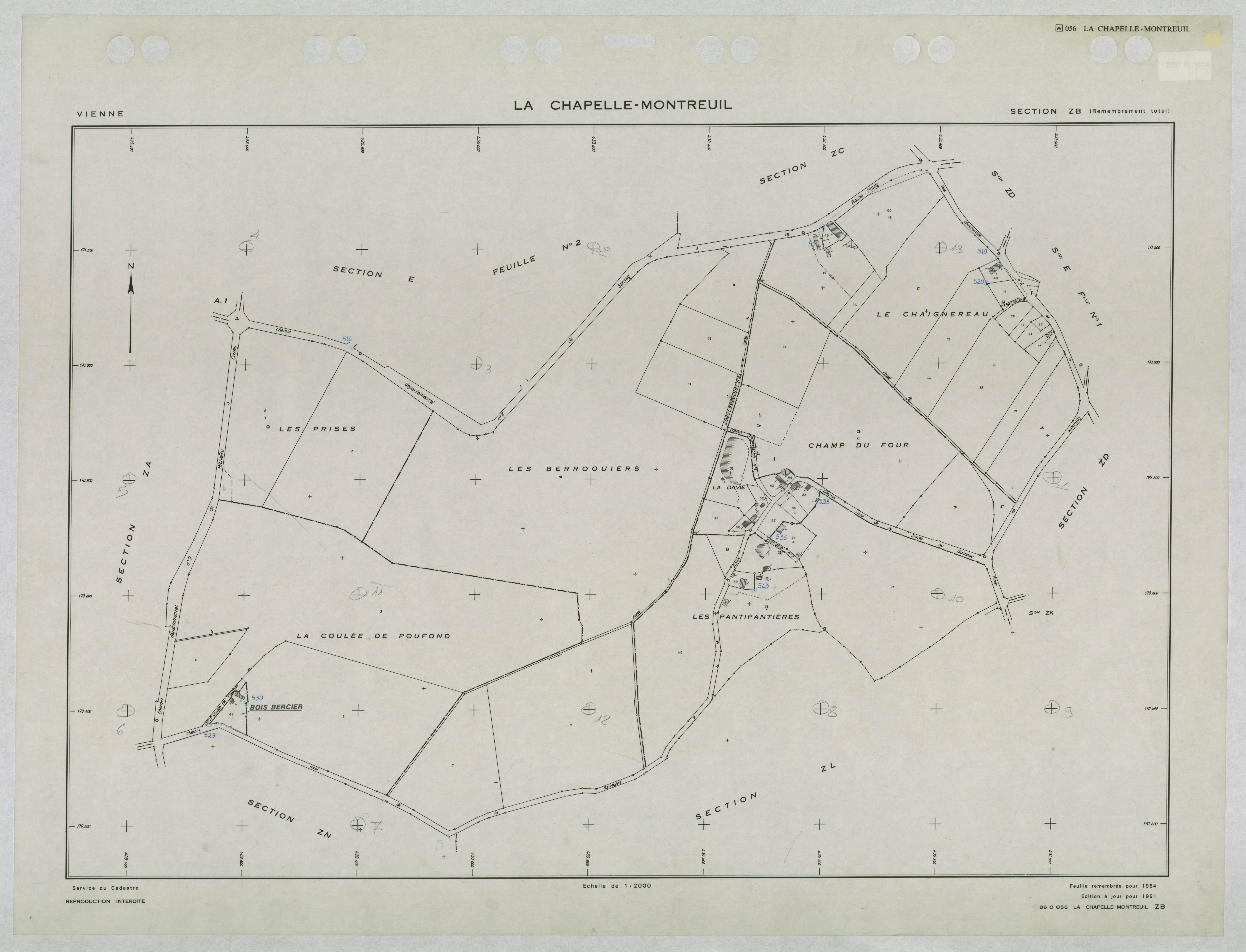 La Chapelle-Montreuil - FRAD086_cadastre Plans remembrés 