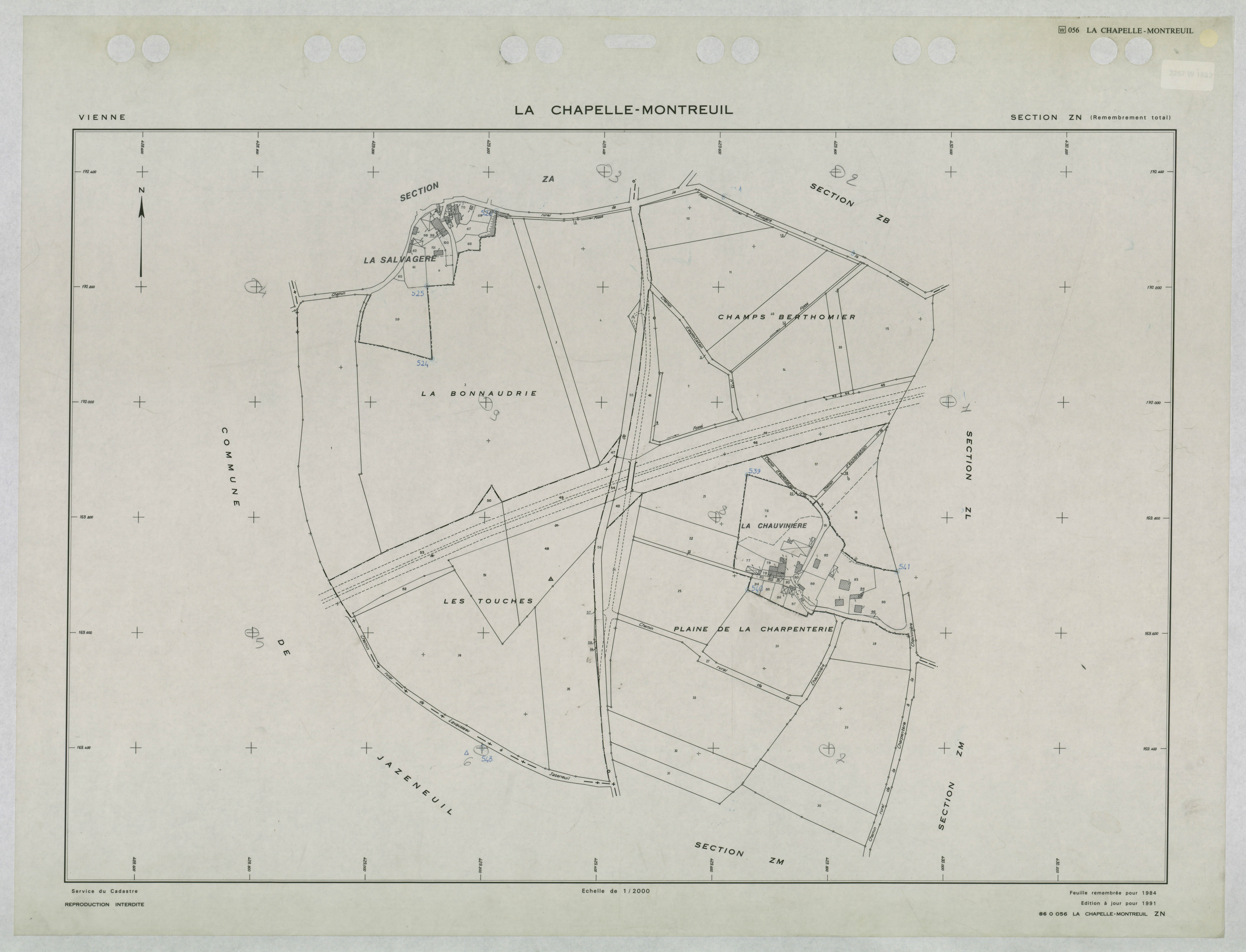 La Chapelle-Montreuil - FRAD086_cadastre Plans remembrés 