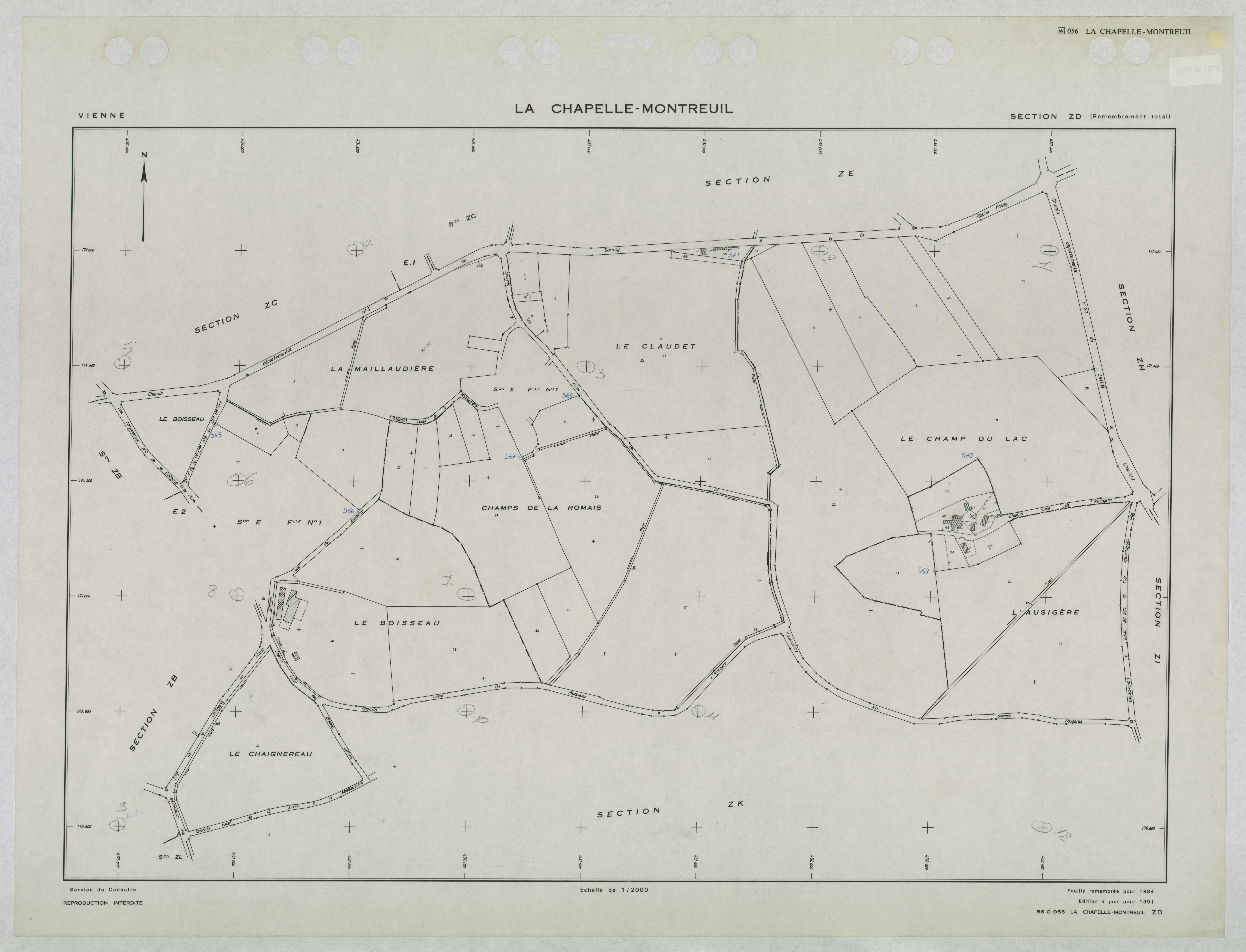 La Chapelle-Montreuil - FRAD086_cadastre Plans remembrés 