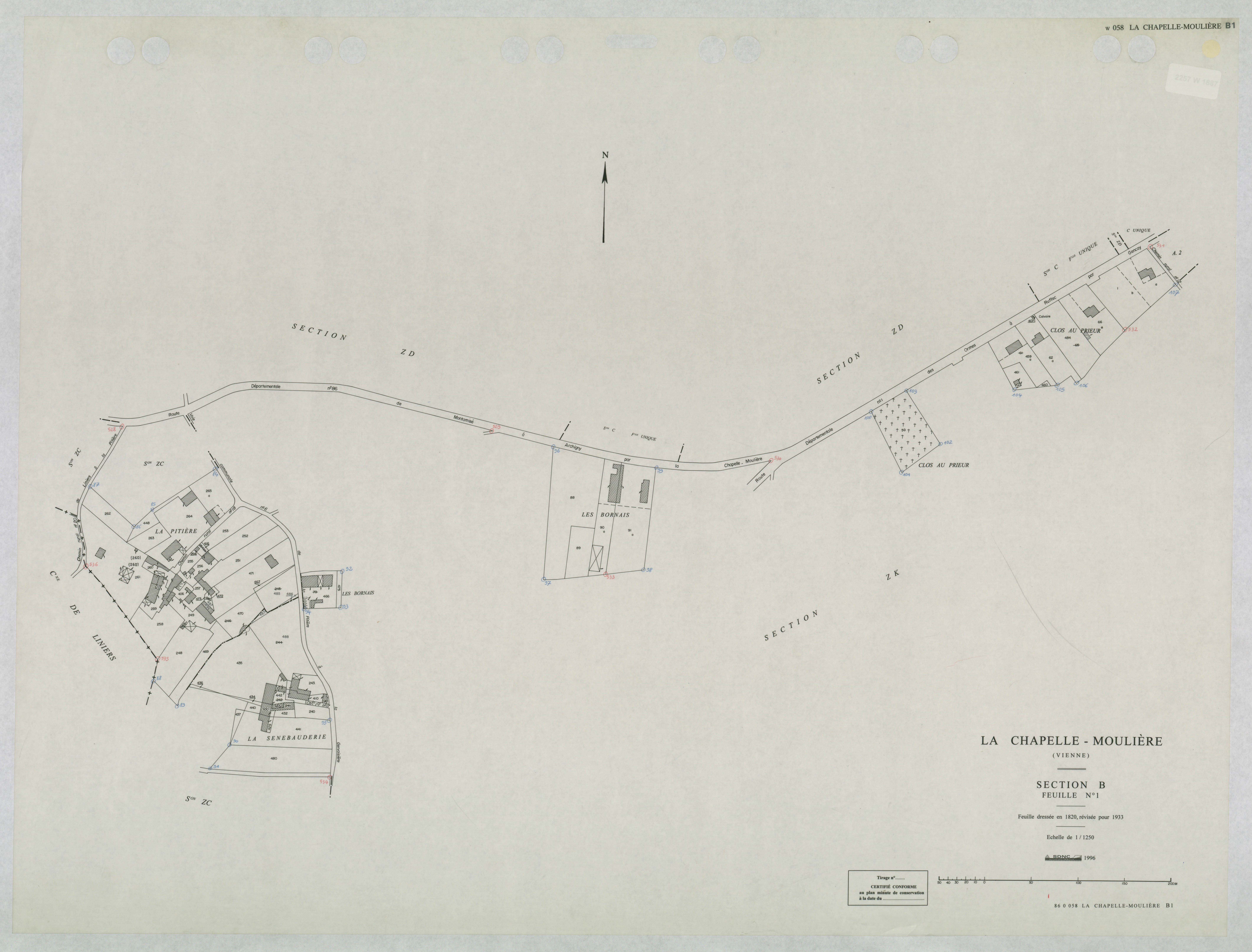 La Chapelle-Moulière - FRAD086_cadastre Plans mis à jour 