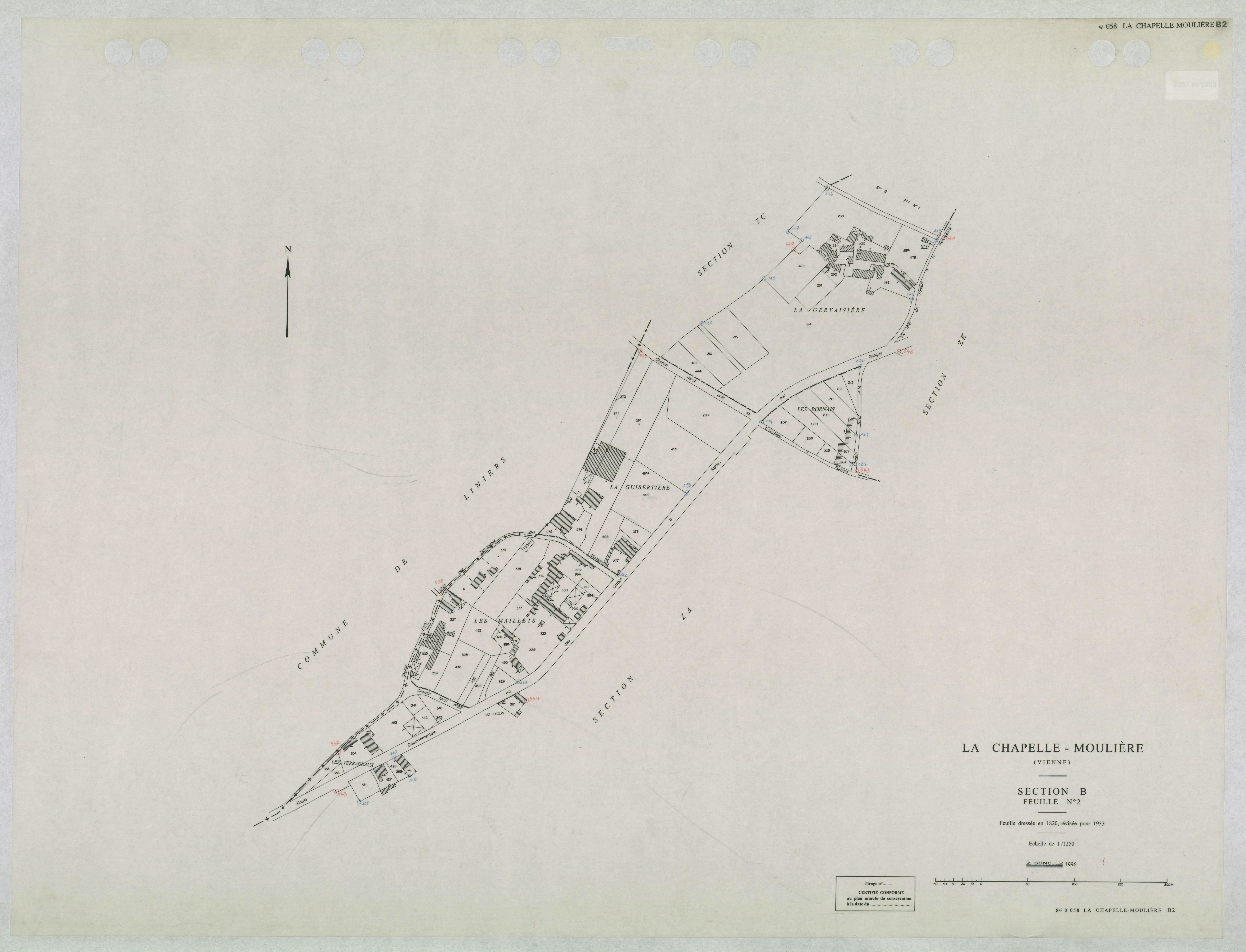 La Chapelle-Moulière - FRAD086_cadastre Plans mis à jour 