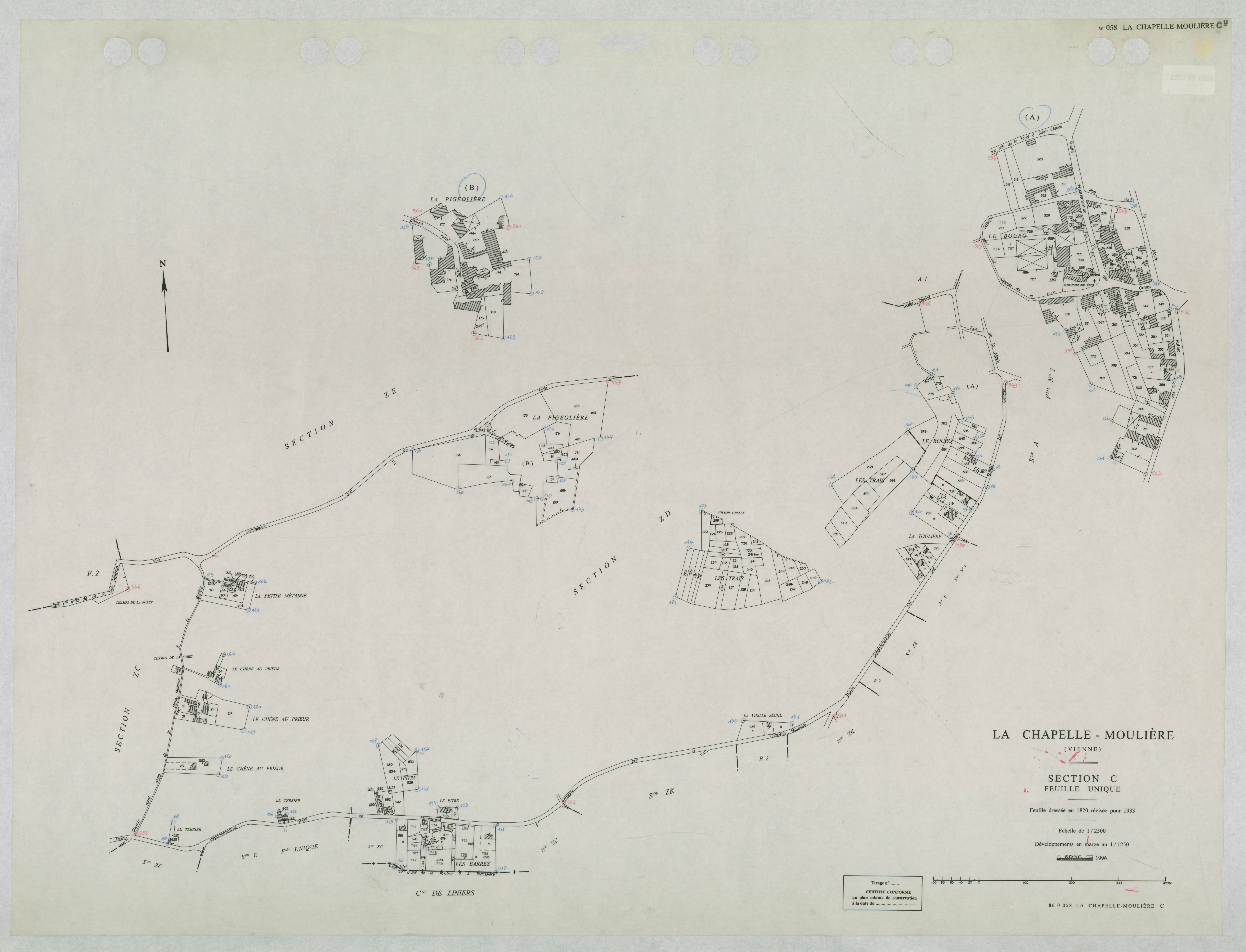 La Chapelle-Moulière - FRAD086_cadastre Plans mis à jour 