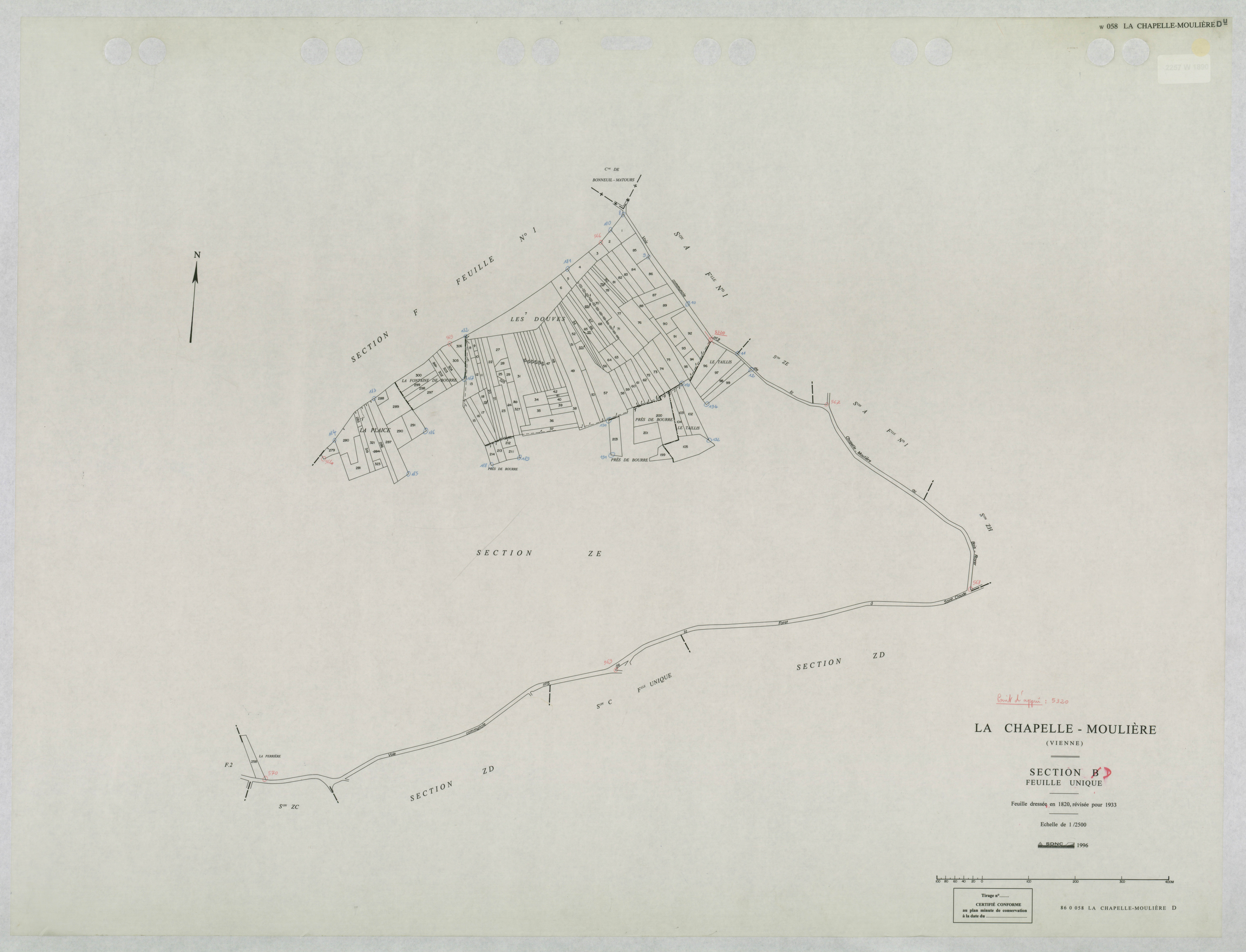 La Chapelle-Moulière - FRAD086_cadastre Plans mis à jour 
