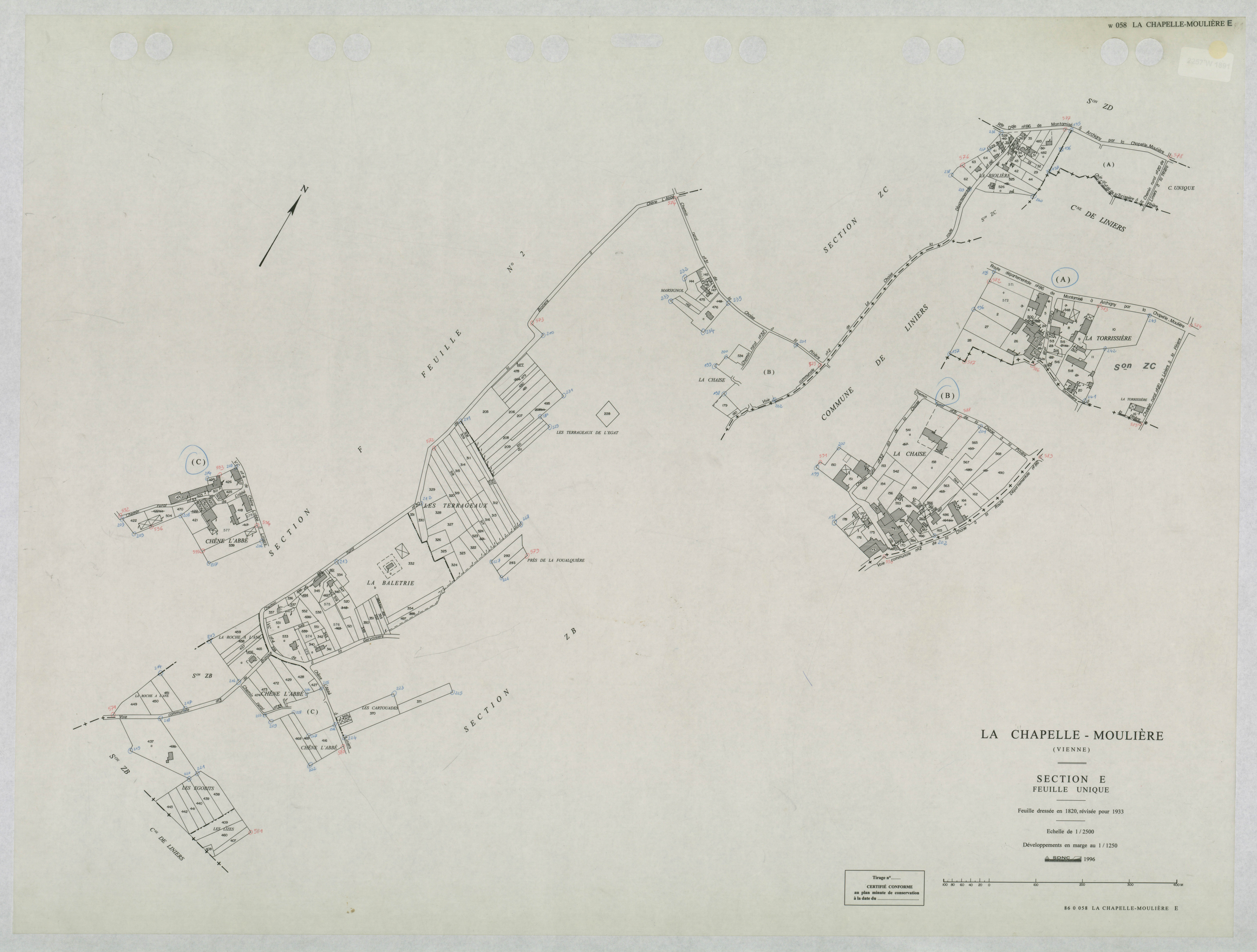 La Chapelle-Moulière - FRAD086_cadastre Plans mis à jour 