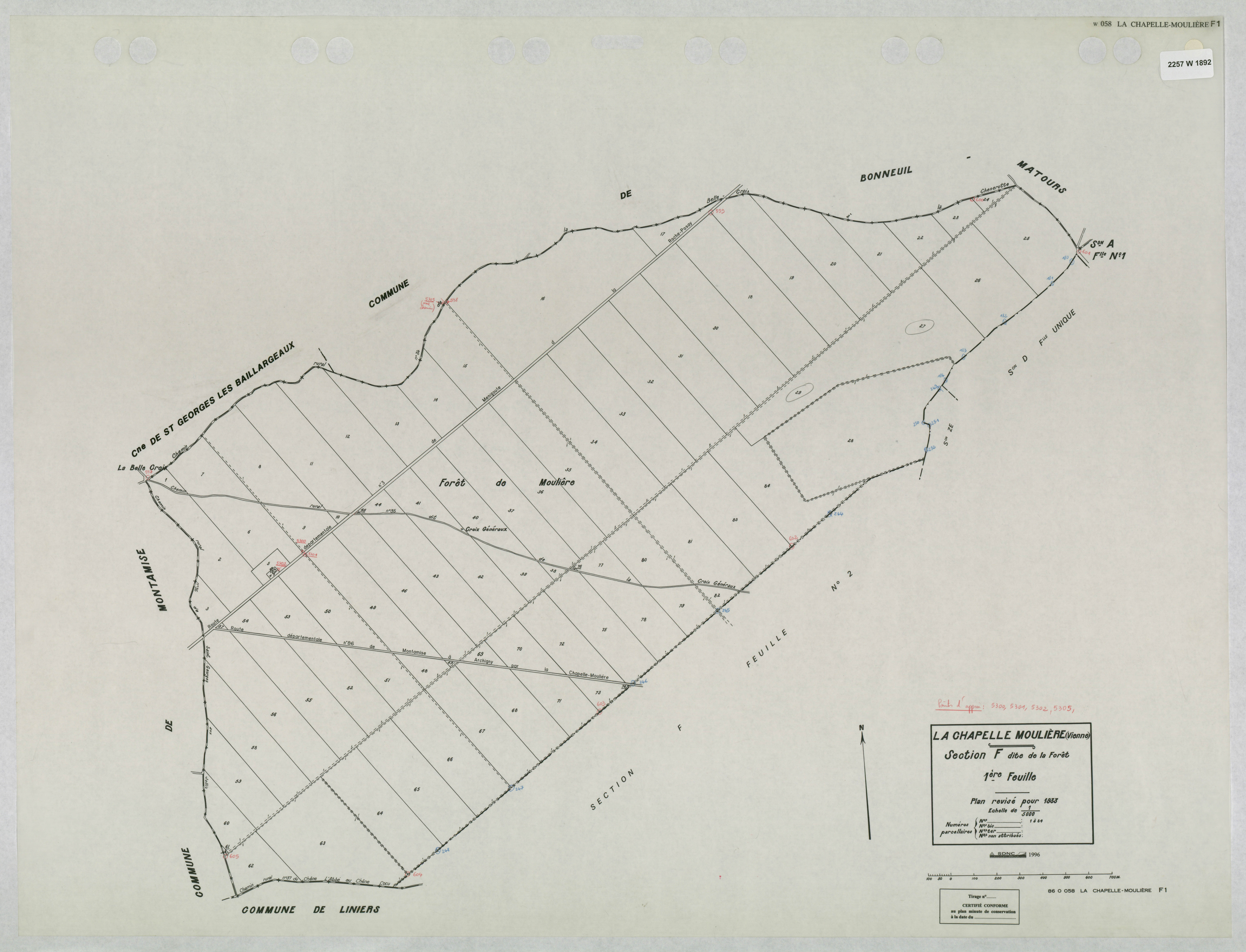 La Chapelle-Moulière - FRAD086_cadastre Plans mis à jour 