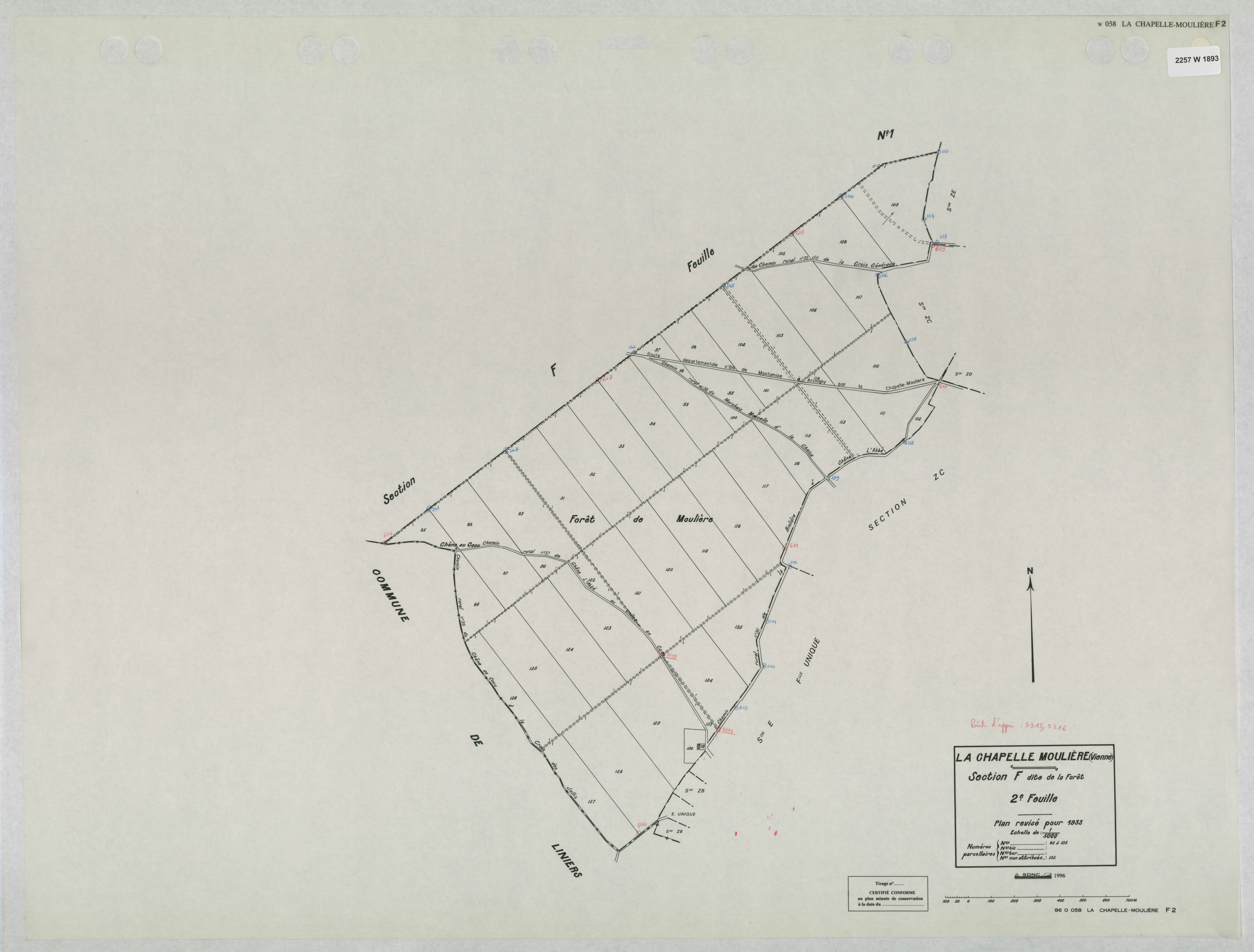 La Chapelle-Moulière - FRAD086_cadastre Plans mis à jour 