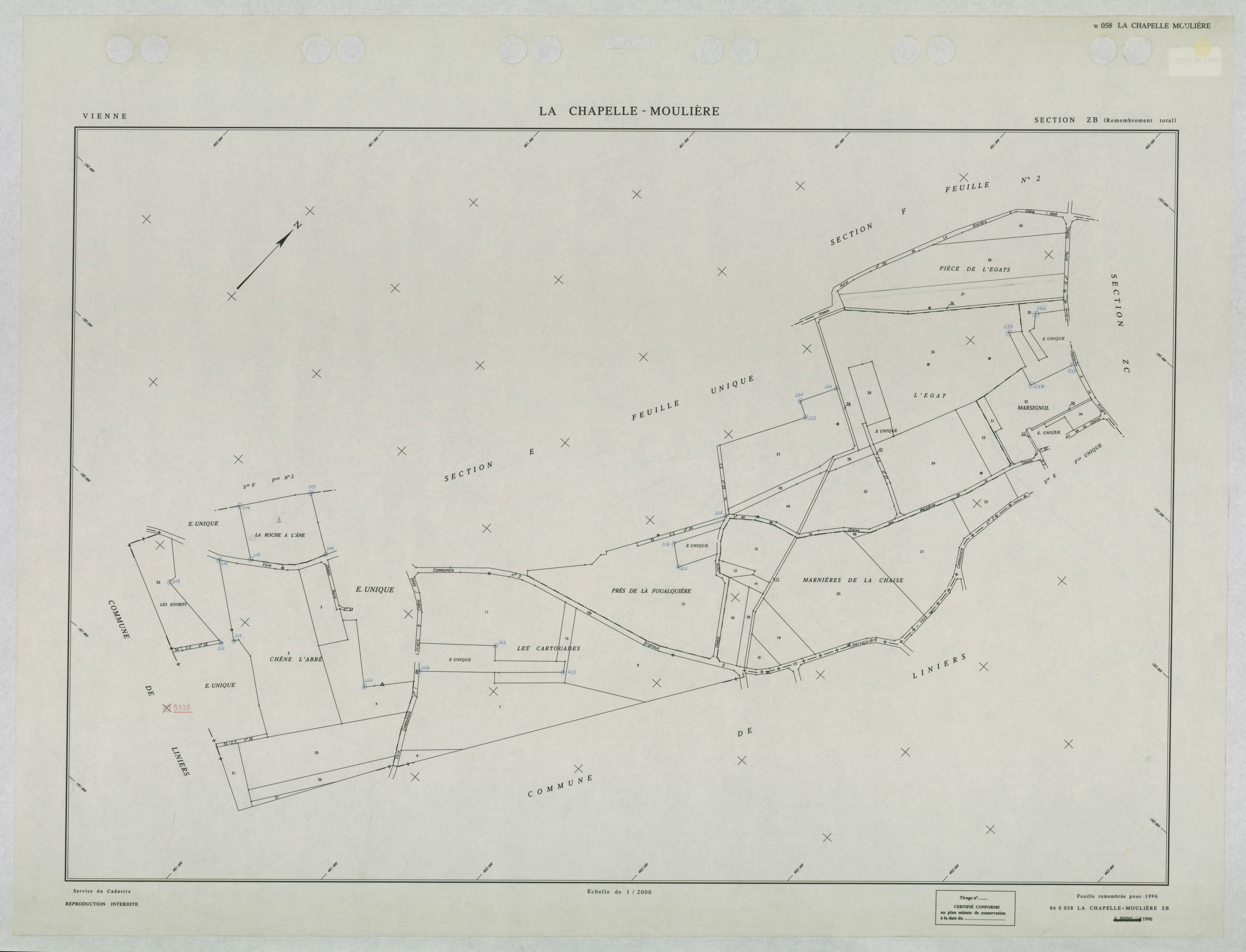 La Chapelle-Moulière - FRAD086_cadastre Plans remembrés 